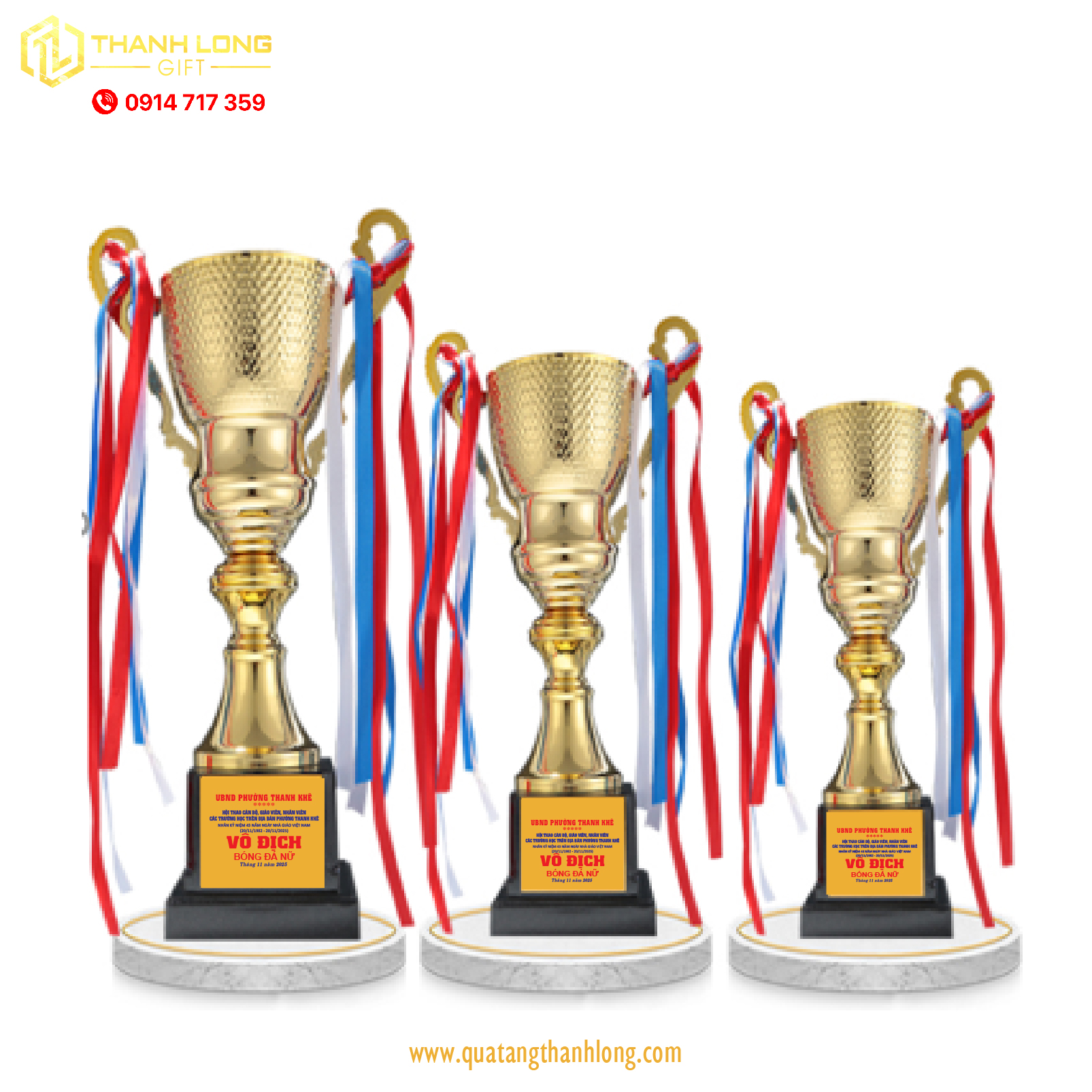 Cúp bóng đá kim loại - in logo theo yêu cầu
