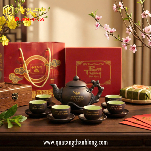 Bộ ấm chén sứ - in logo theo yêu cầu