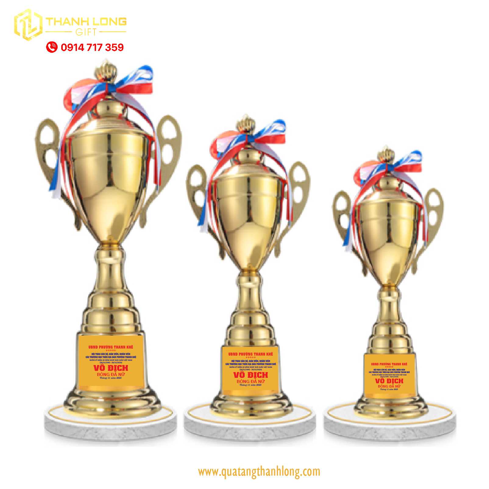Cúp bóng đá kim loại - in logo theo yêu cầu