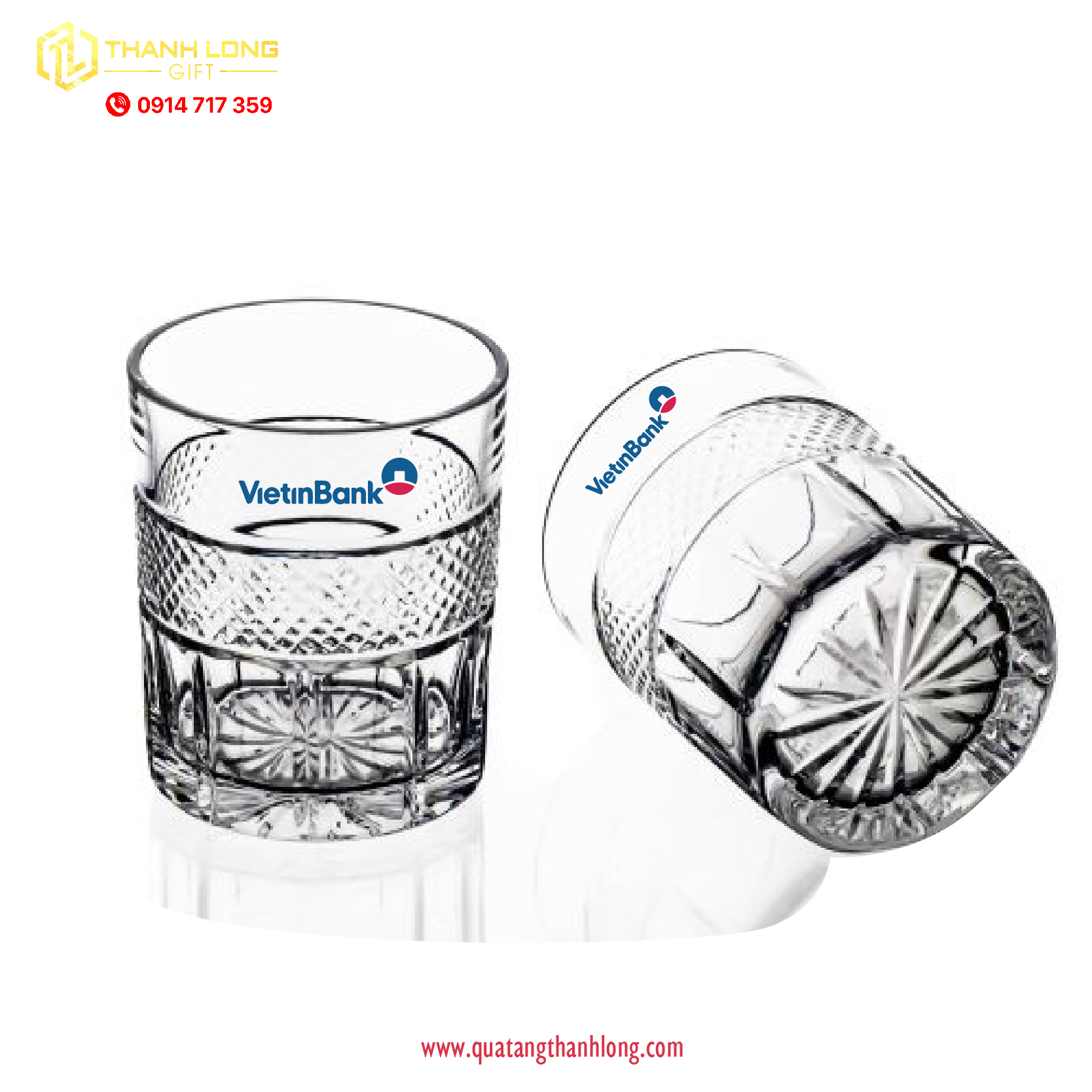 Bộ 6 ly thủy tinh Vietinbank- in ấn thiết kế theo yêu cầu