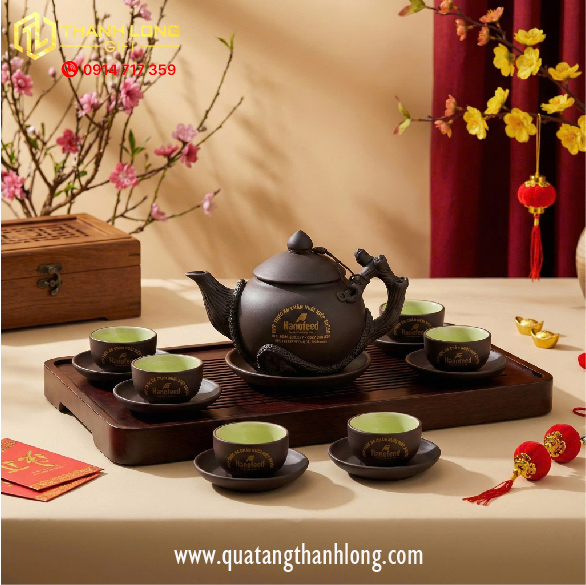 Bộ ấm chén sứ - in logo theo yêu cầu
