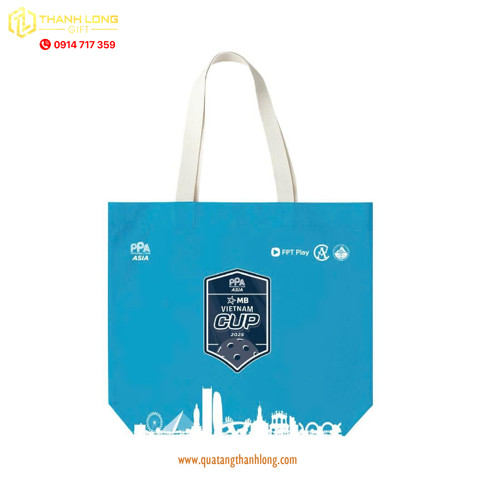 Túi vải canvas màu xanh dương (40x35x10)