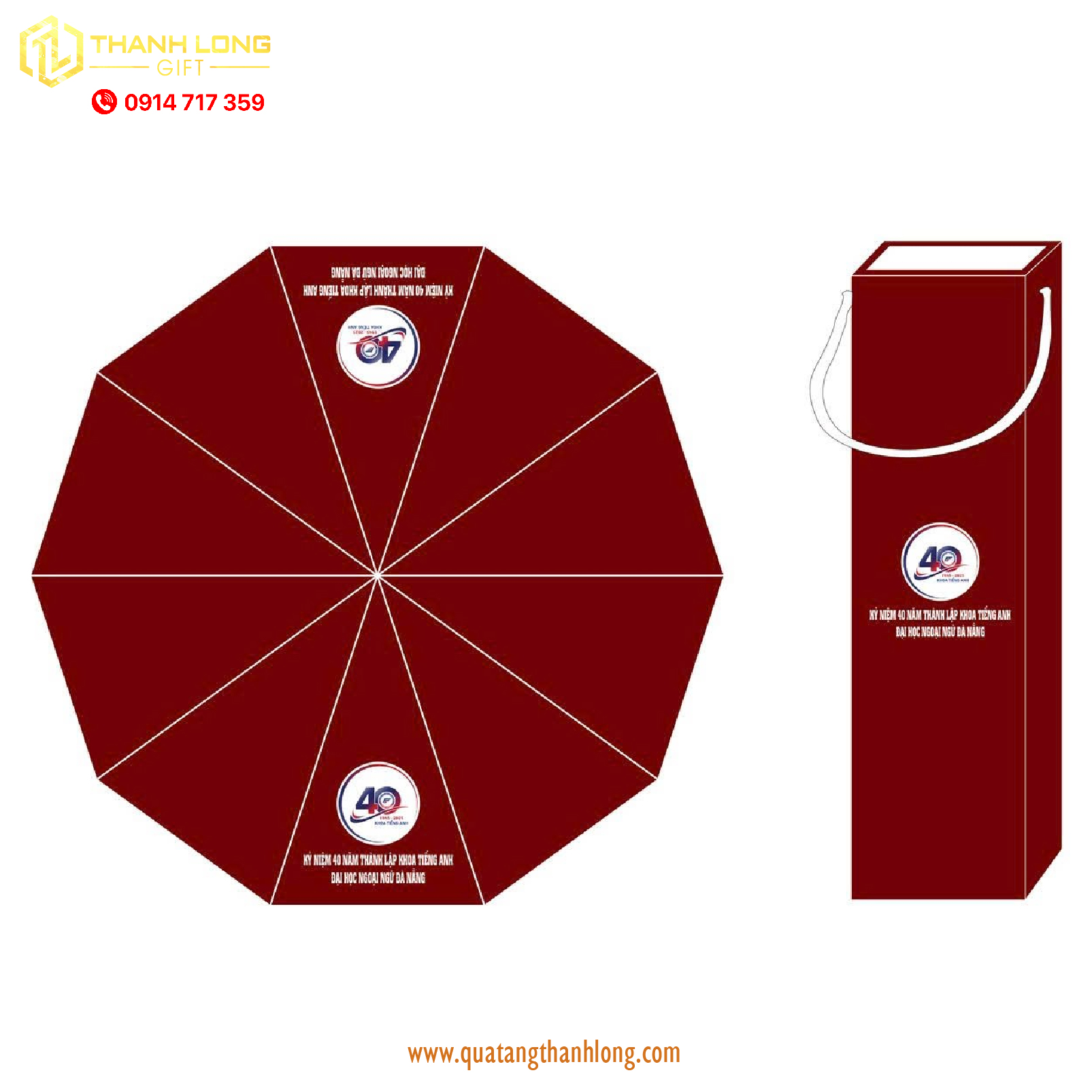 Dù 10 nan tự động hai chiều in logo theo yêu cầu