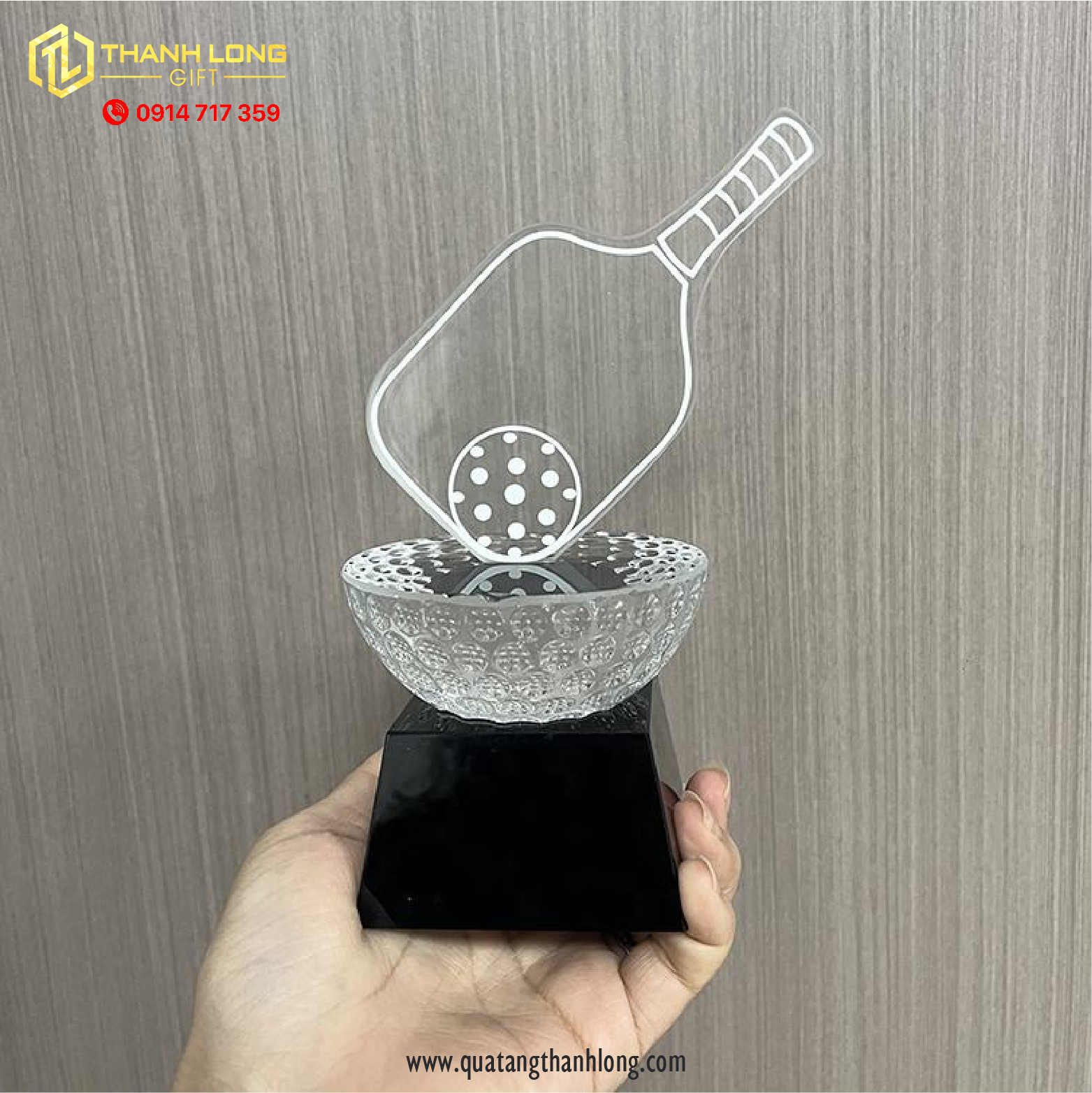 Cúp Thể Thao Pickleball pha lê đế đen - p04
