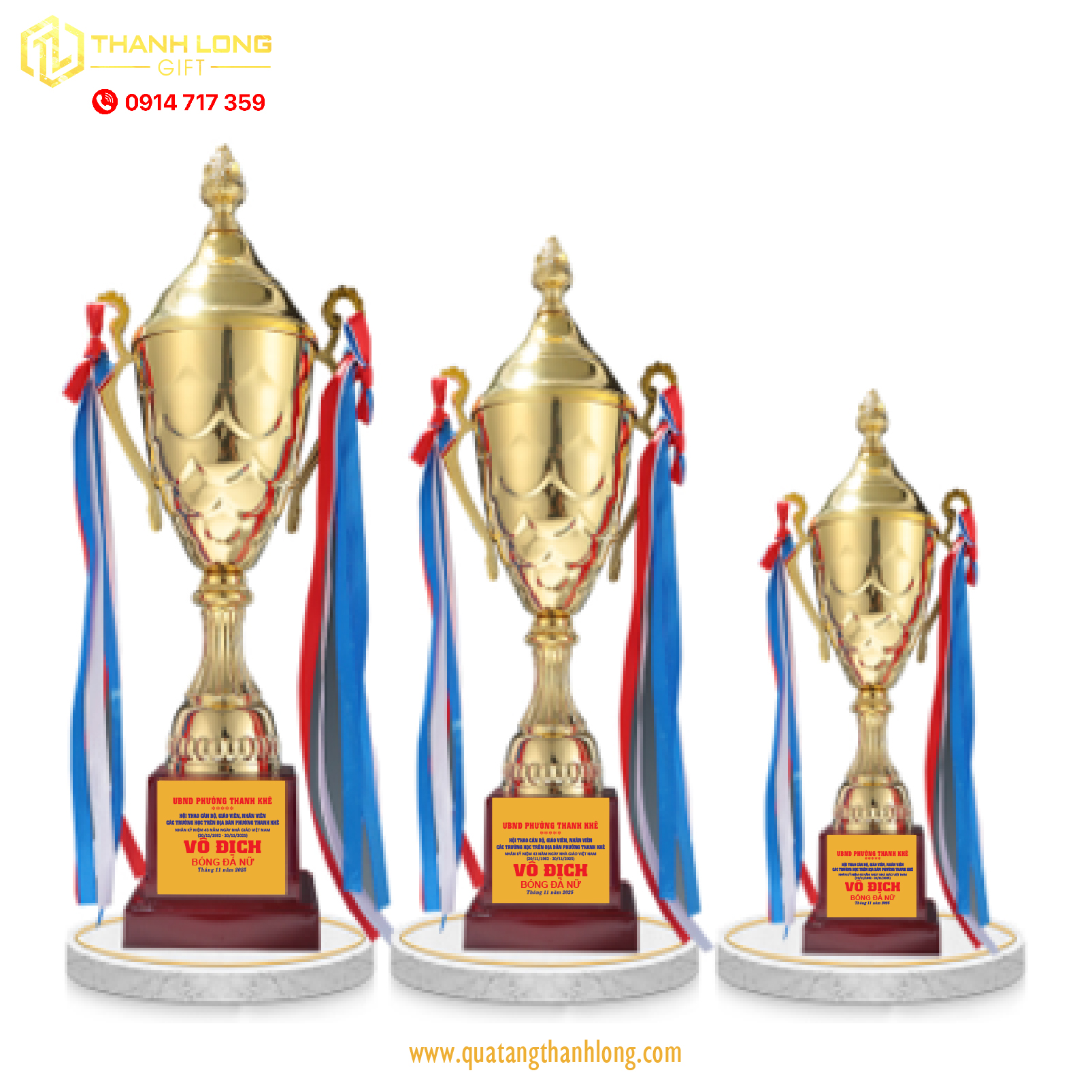 Cúp bóng đá kim loại - in logo theo yêu cầu