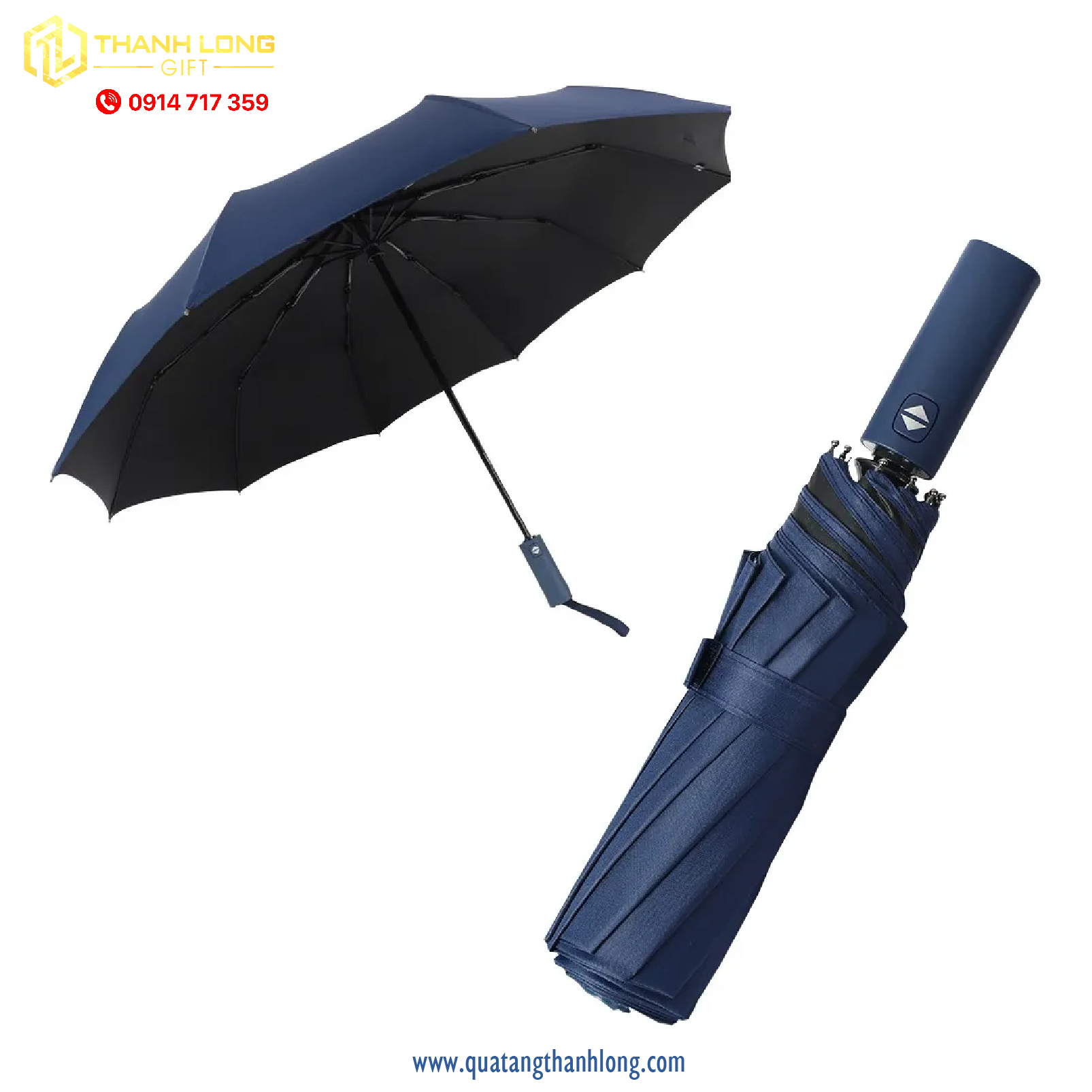 Dù 10 nan tự động hai chiều in logo theo yêu cầu