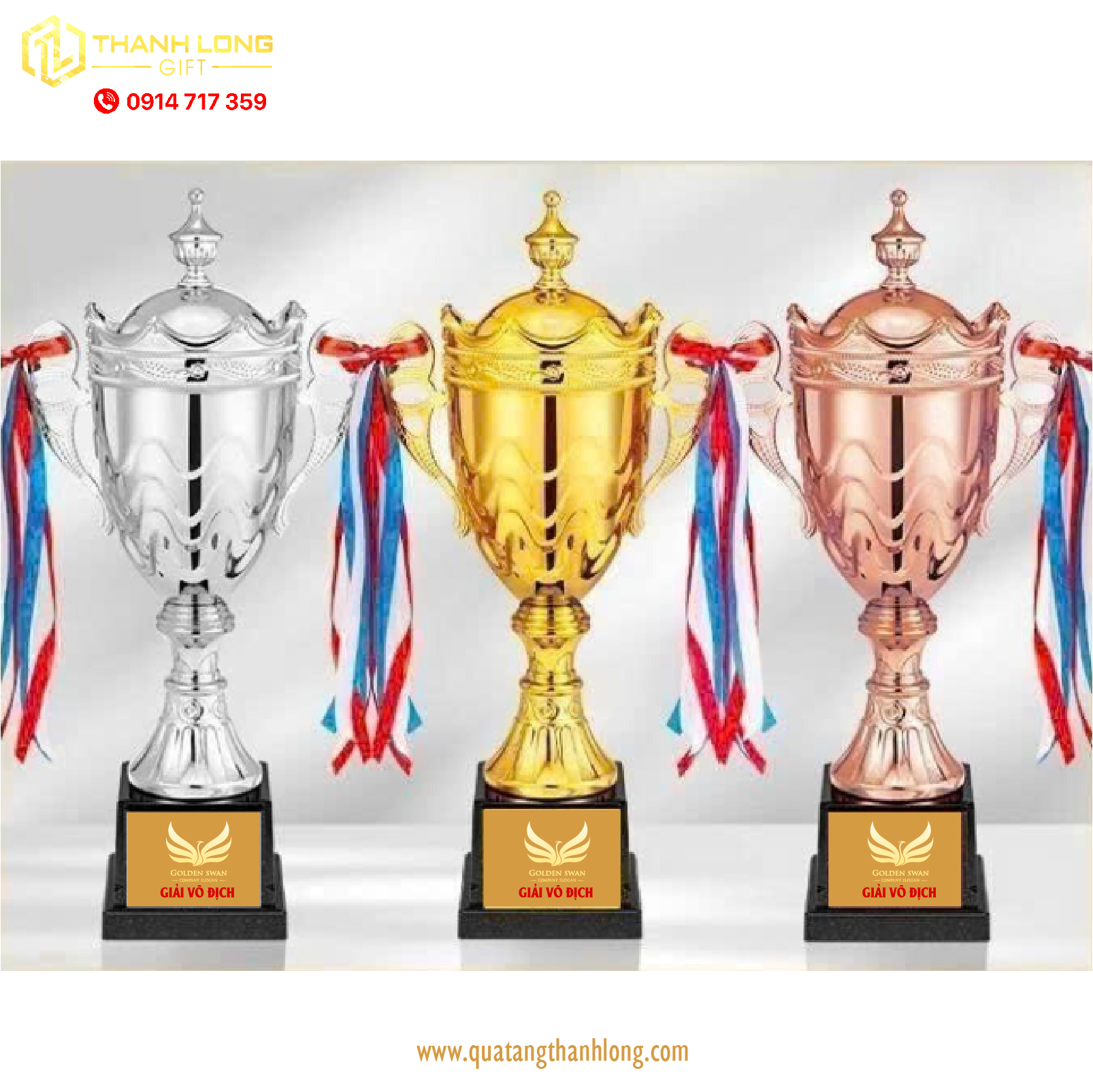 Cúp bóng đá kim loại - in logo theo yêu cầu - 9005