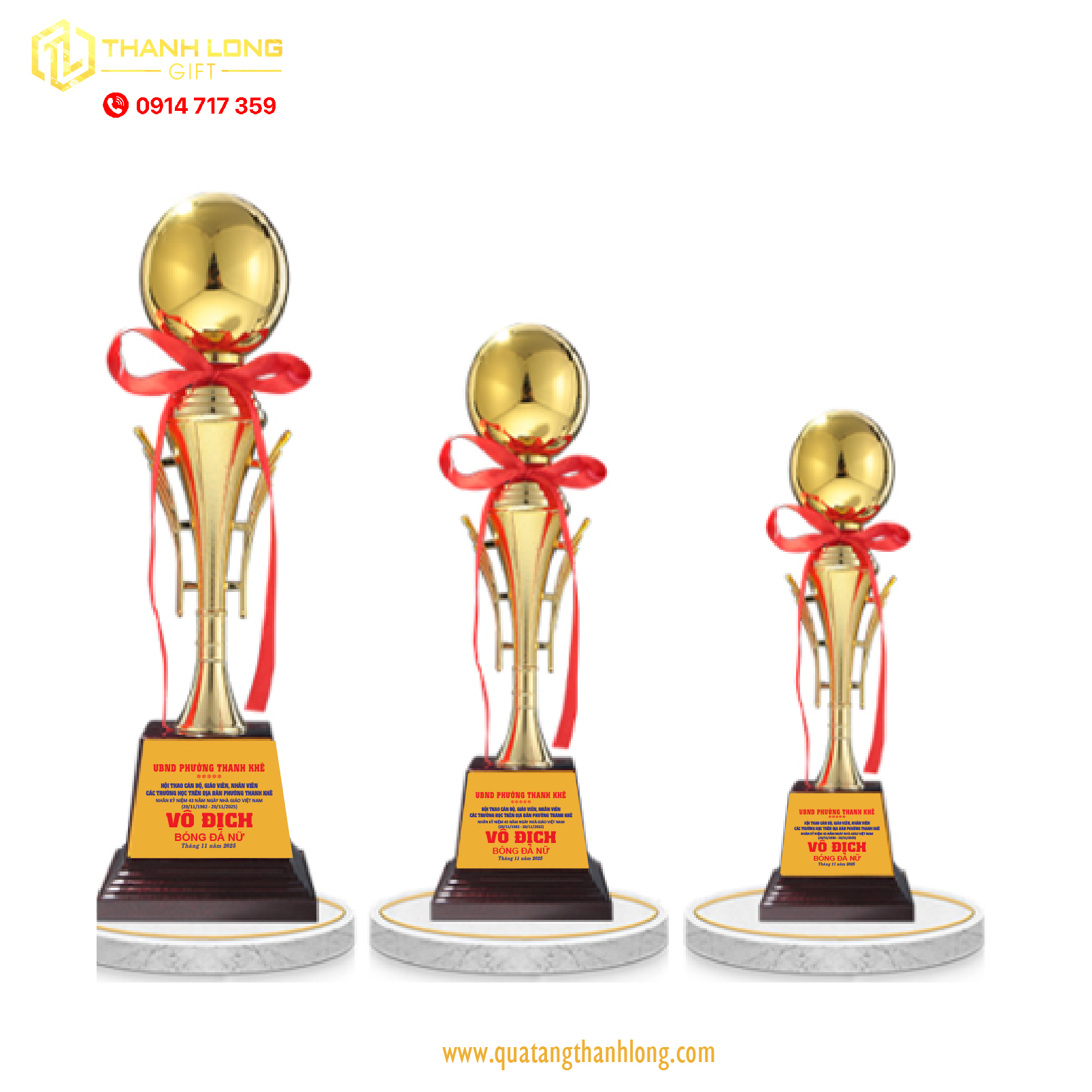 Cúp bóng đá kim loại - in logo theo yêu cầu - 301