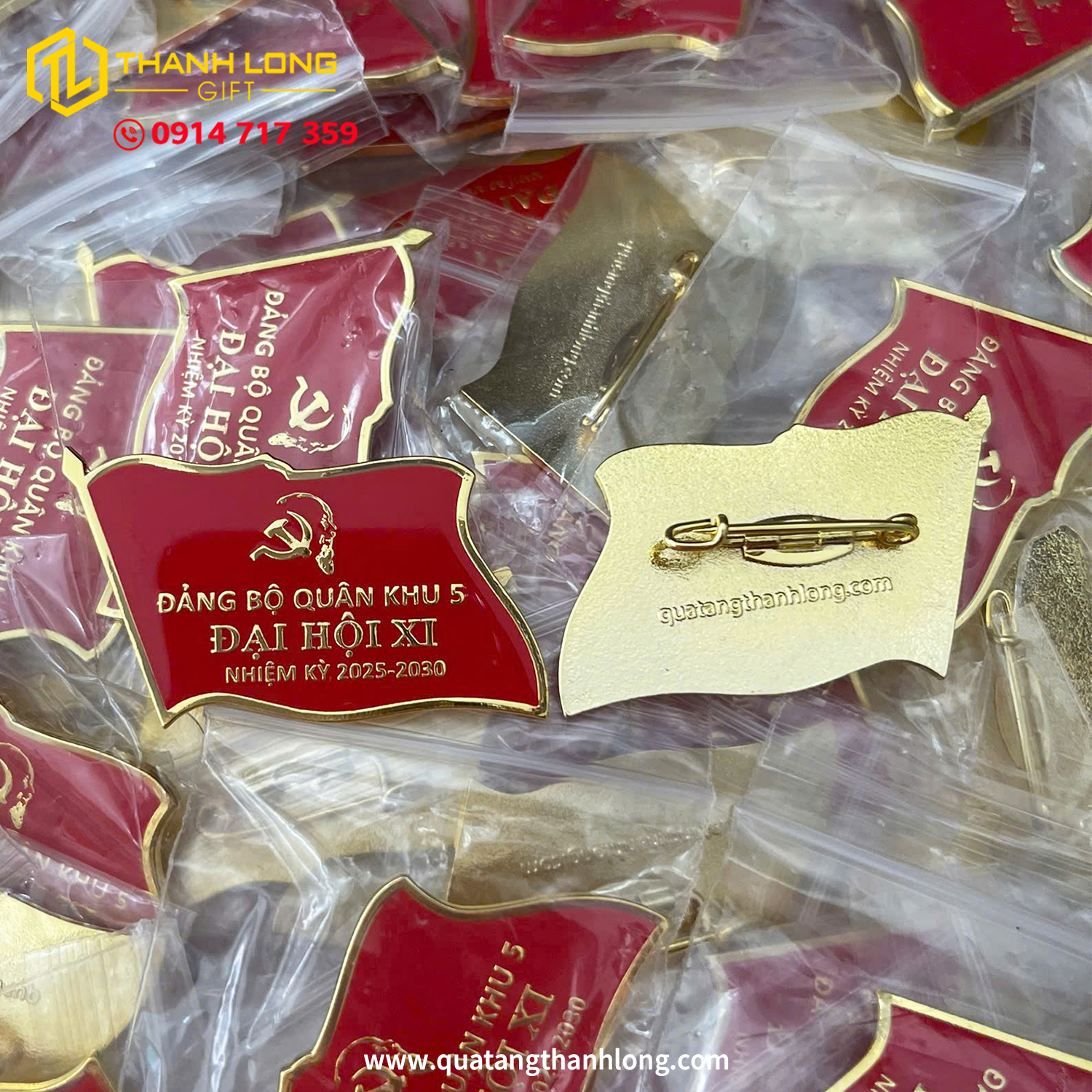 Huy Hiệu Lá Cờ Đúc Theo Yêu Cầu - Vinh Danh Đại Hội Đại Biểu Đảng Bộ Quân Khu 5 Lần Thứ XI