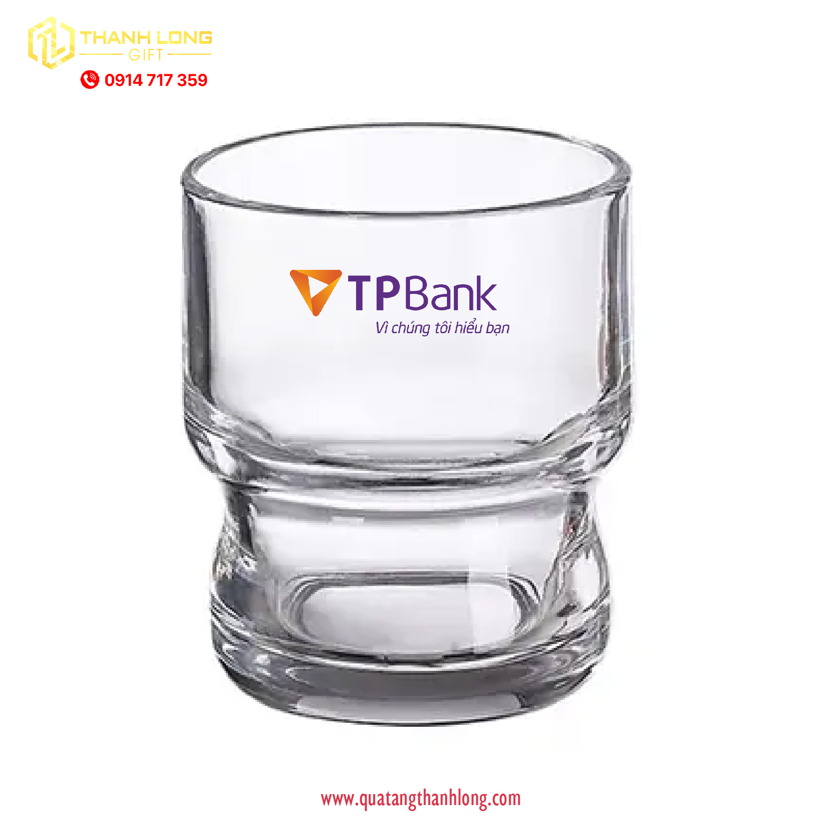 Bộ 6 ly thủy tinhTP Bank - in ấn thiết kế theo yêu cầu