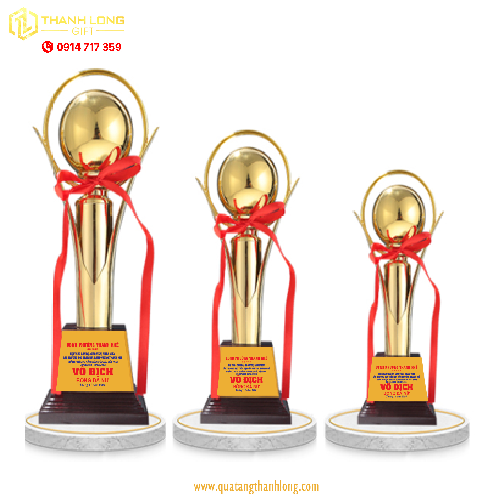 Cúp bóng đá kim loại - in logo theo yêu cầu - 201