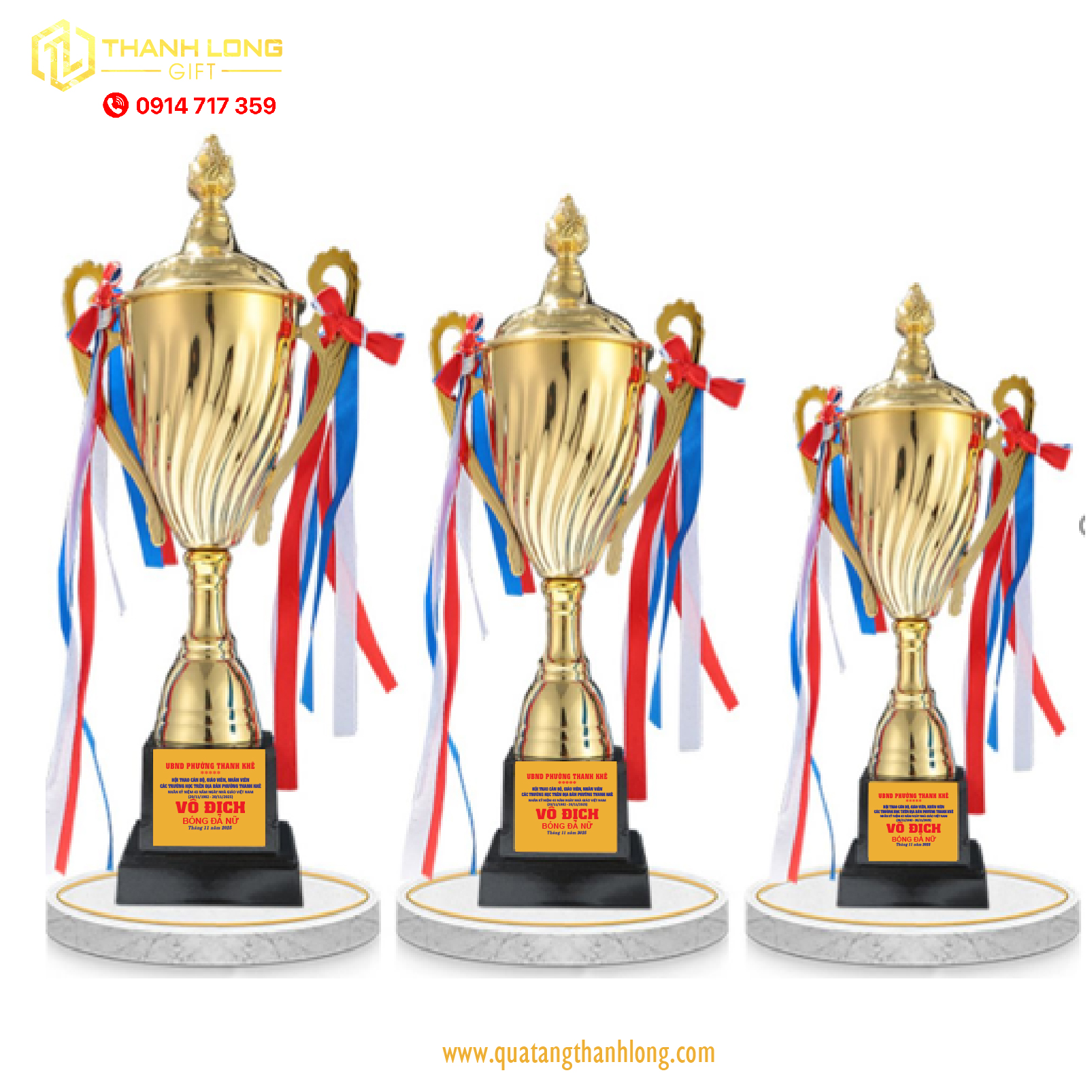 Cúp bóng đá kim loại - in logo theo yêu cầu - 140