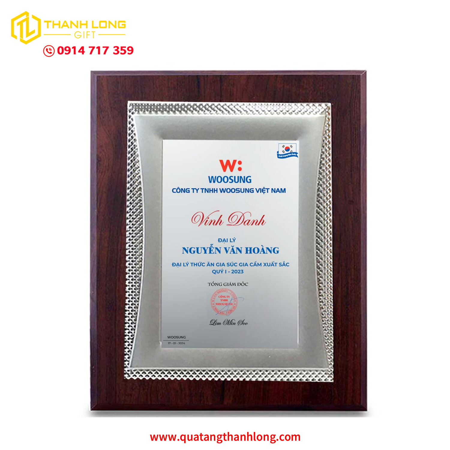 Bảng Vinh Danh Bạc Cao Cấp