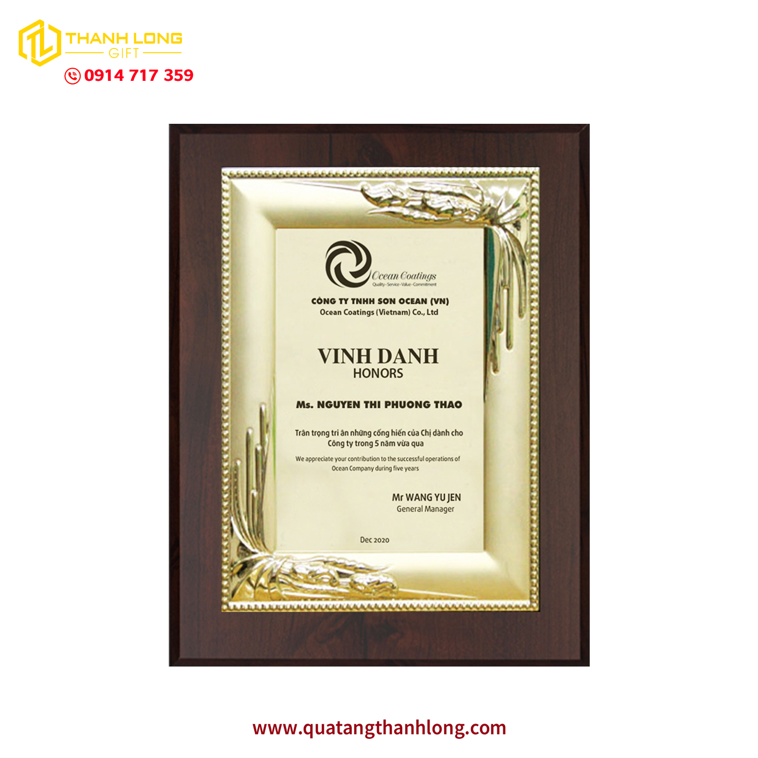 Bảng Vinh Danh Gỗ Đồng Cao Cấp