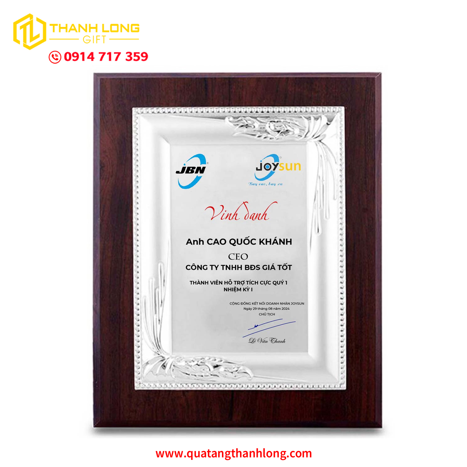 Bảng Vinh Danh Màu Bạc Cao Cấp In Theo Yêu Cầu