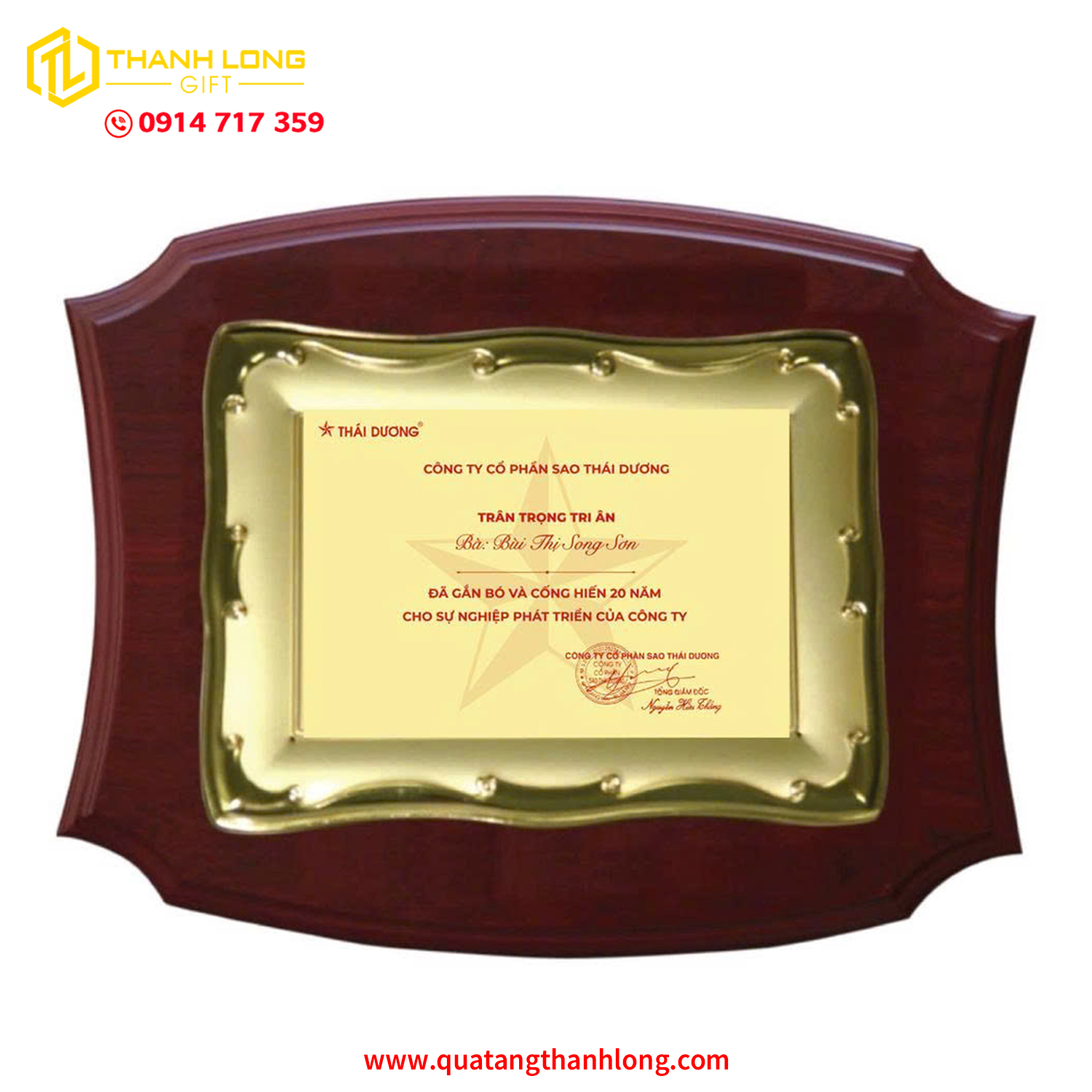 Bảng Vinh Danh Cao Cấp Tri Ân Hành Trình Đóng Góp