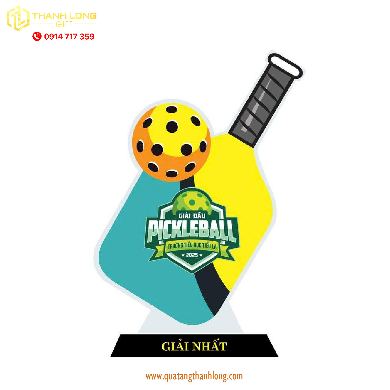 Cúp thủy tinh pickleball