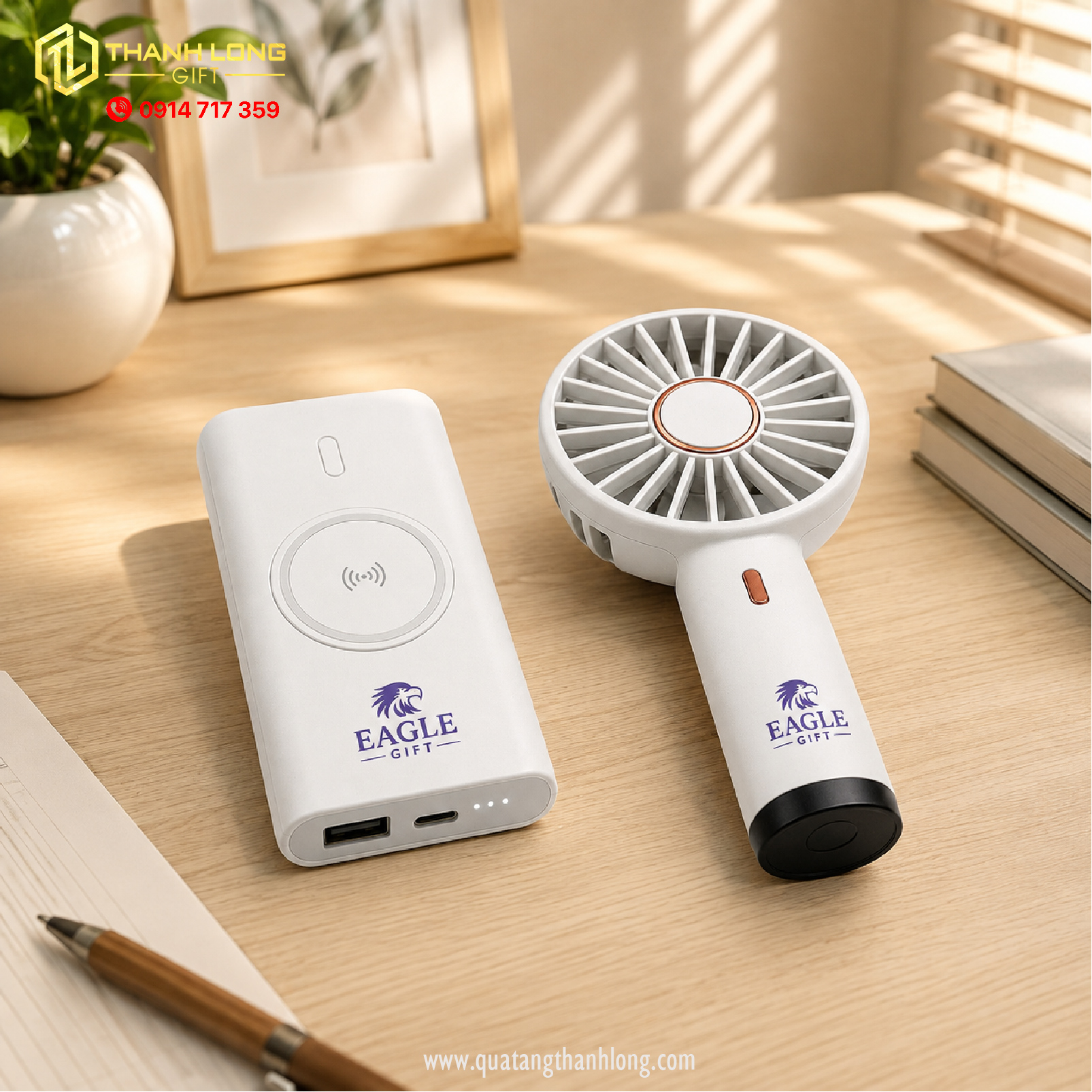 Bộ quà tặng Ly nhiệt - quạt - pin sạc dự phòng