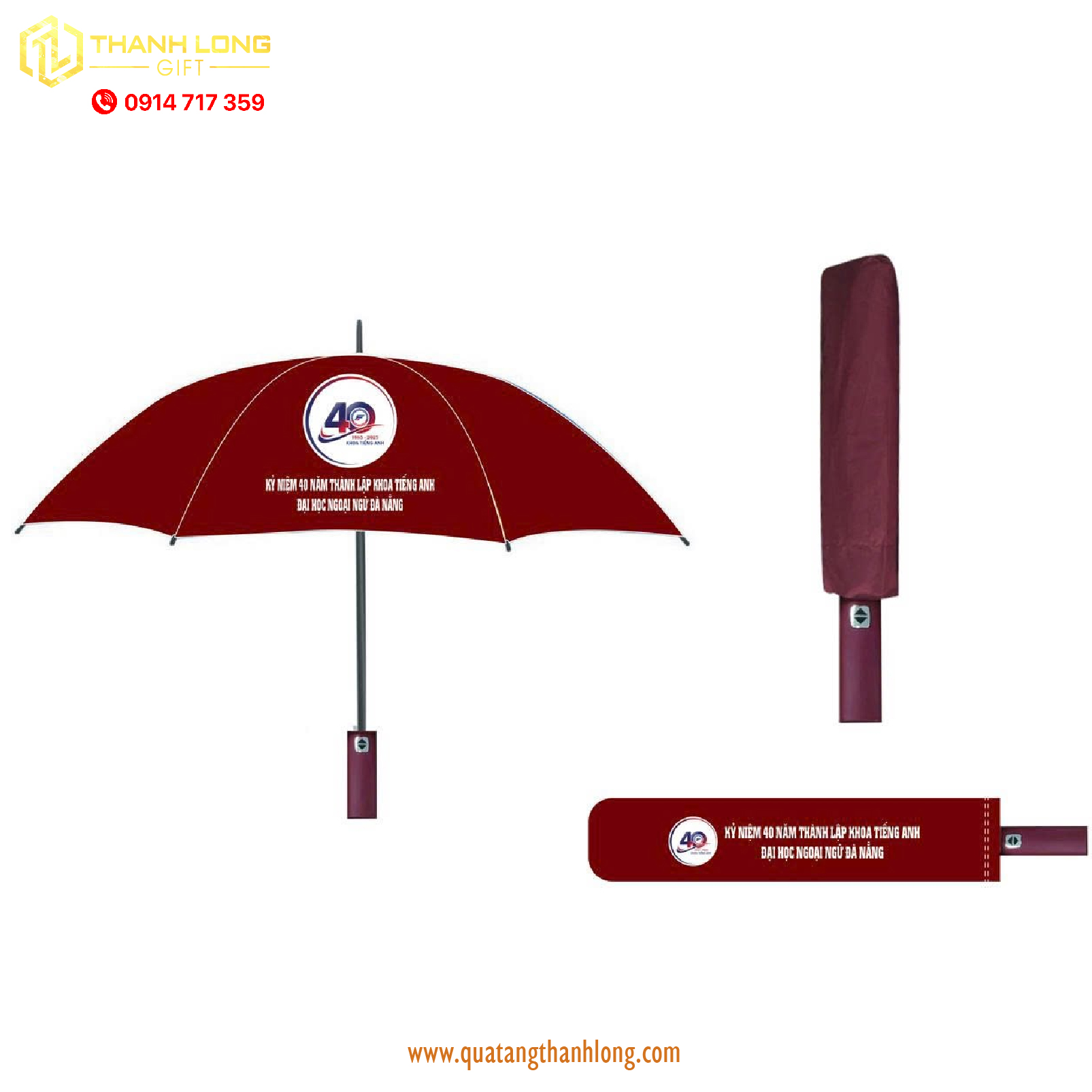 Dù 10 nan tự động hai chiều in logo theo yêu cầu