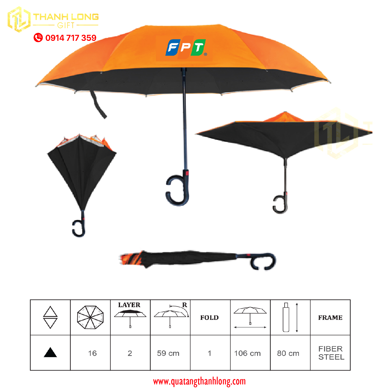 Dù gấp ngược in logo FPT