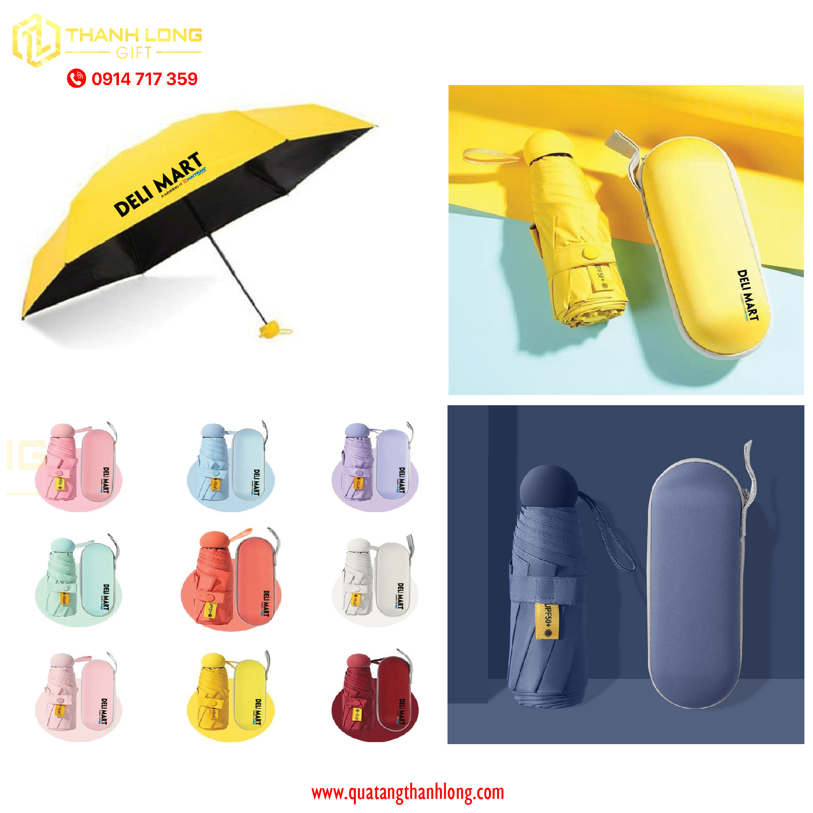 Dù gấp 3 Dù in logo Deli mart