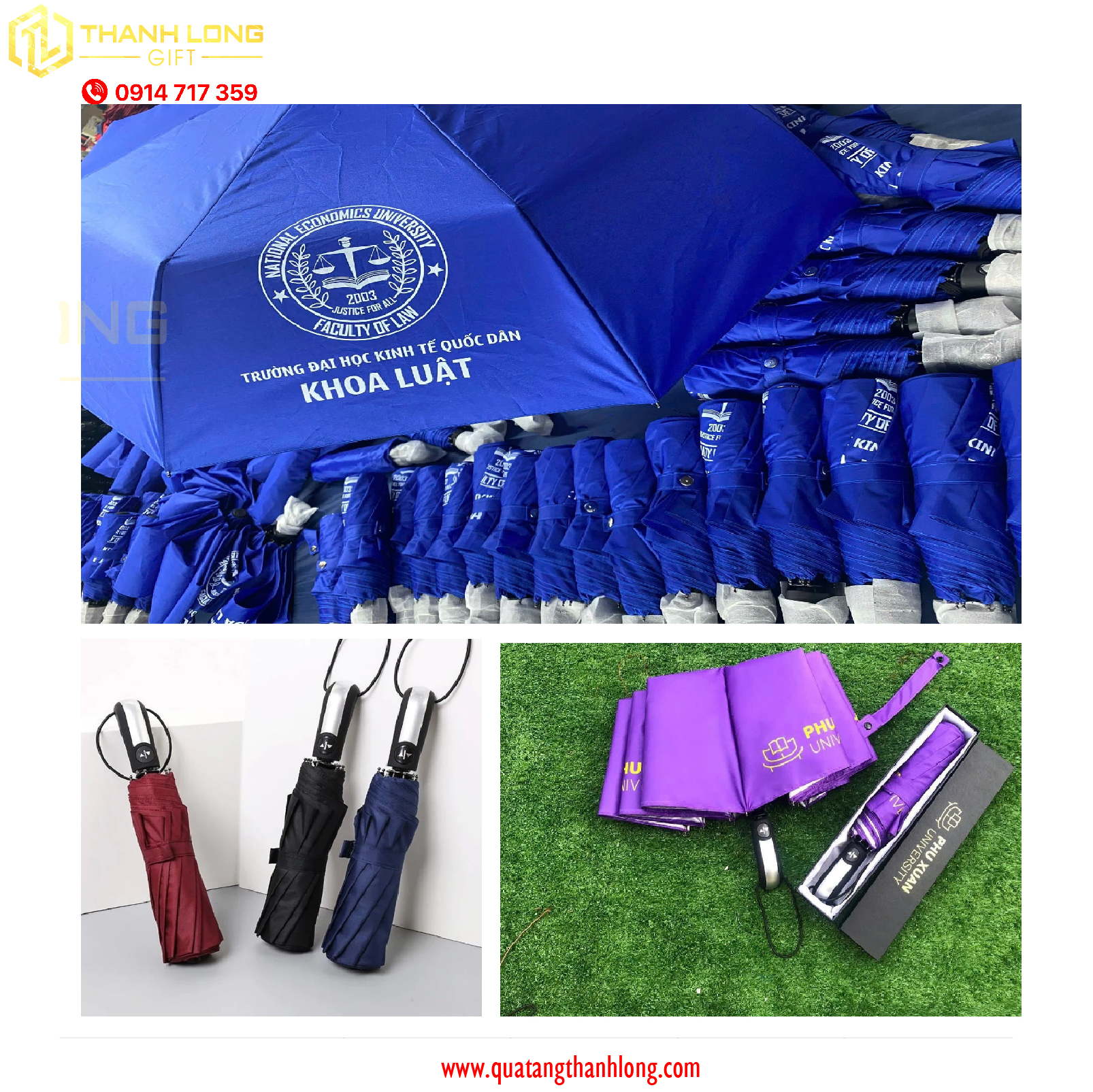 Dù Cầm Tay Gấp 3 In Logo khách hàng Phú Xuân University