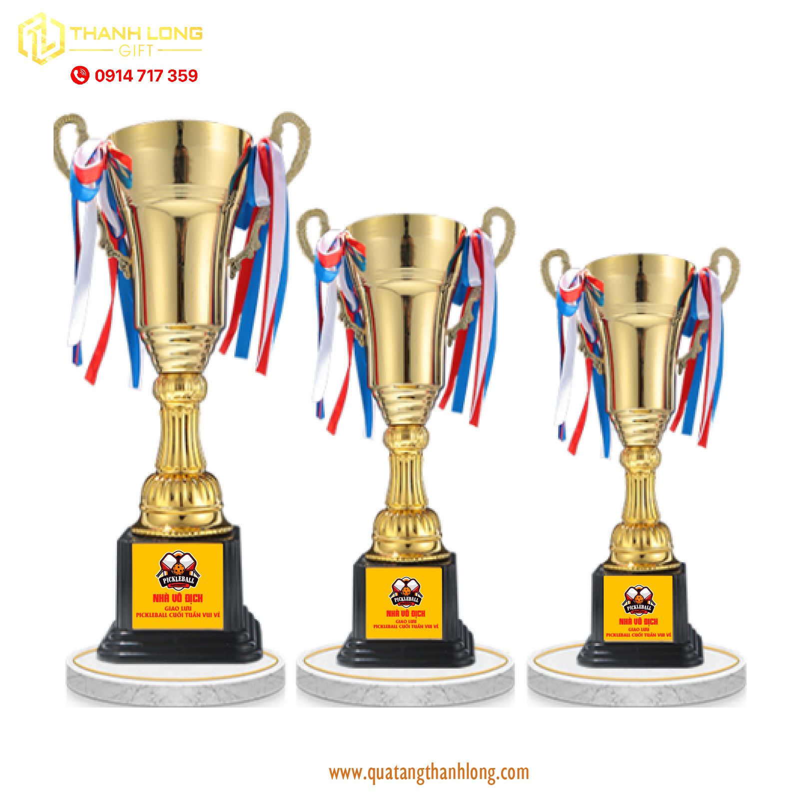 Cúp Pickleball kim loại  - in logo theo yêu cầu