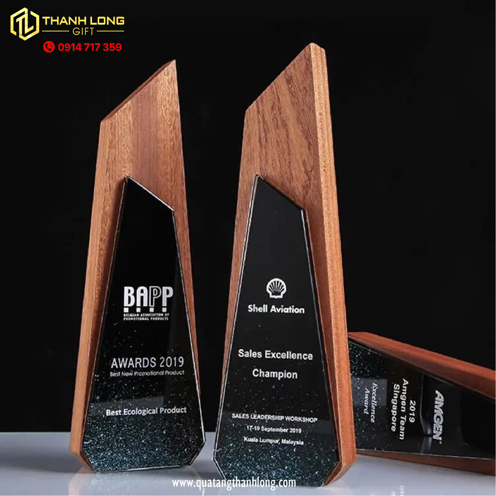 Cúp Pha Lê áp gỗ