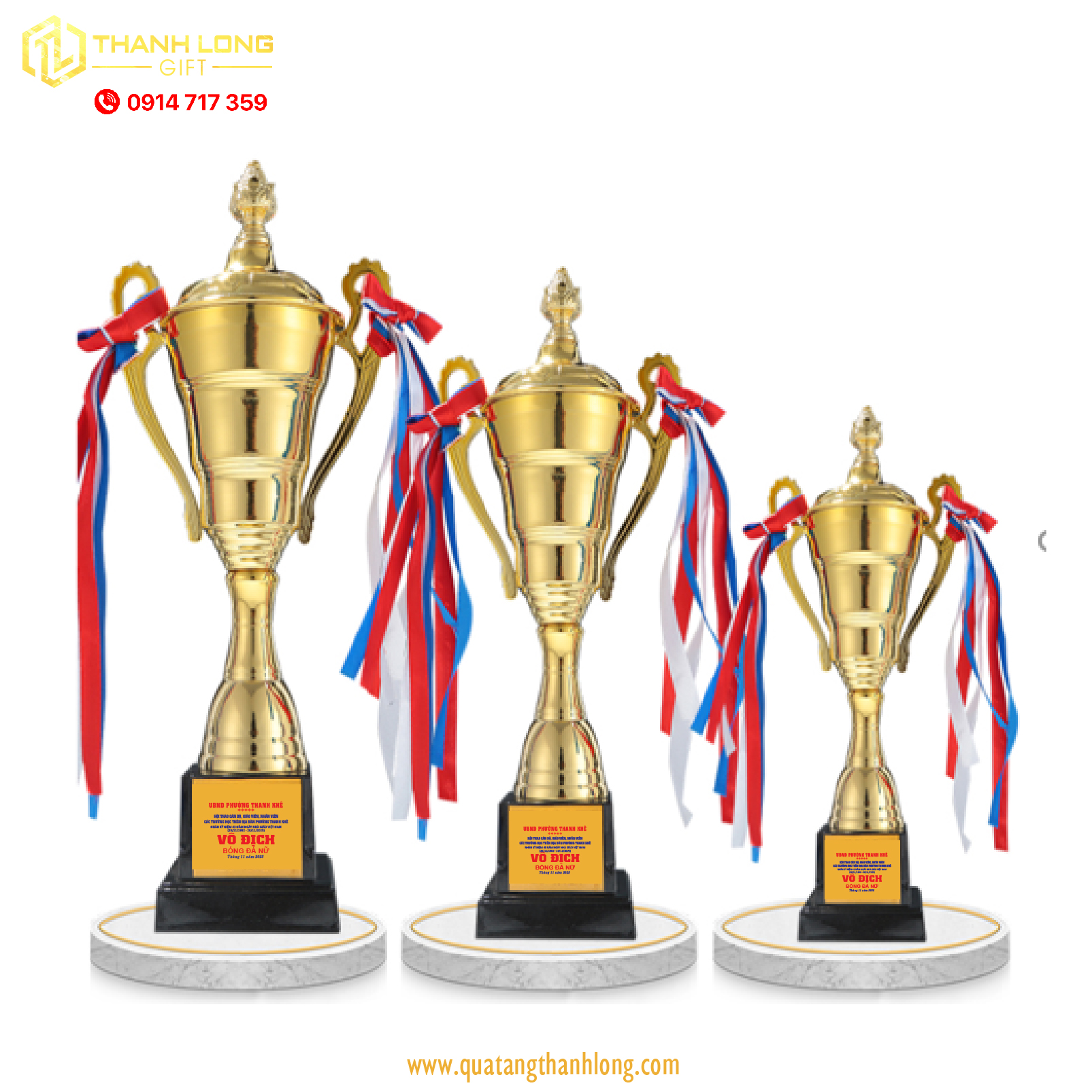 Cúp bóng đá kim loại - in logo theo yêu cầu