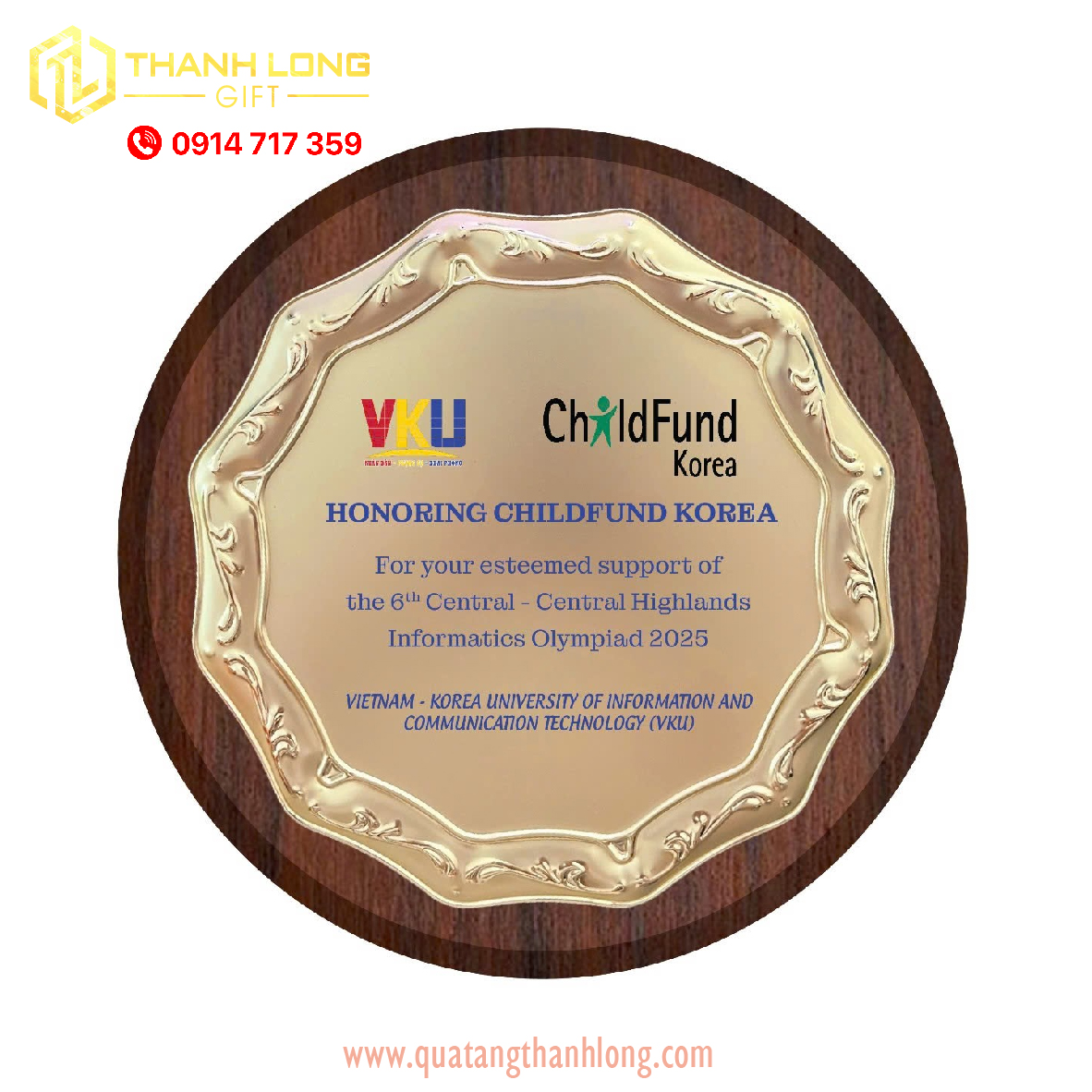 Bảng Vinh Danh Đĩa Tròn Vàng Cao Cấp