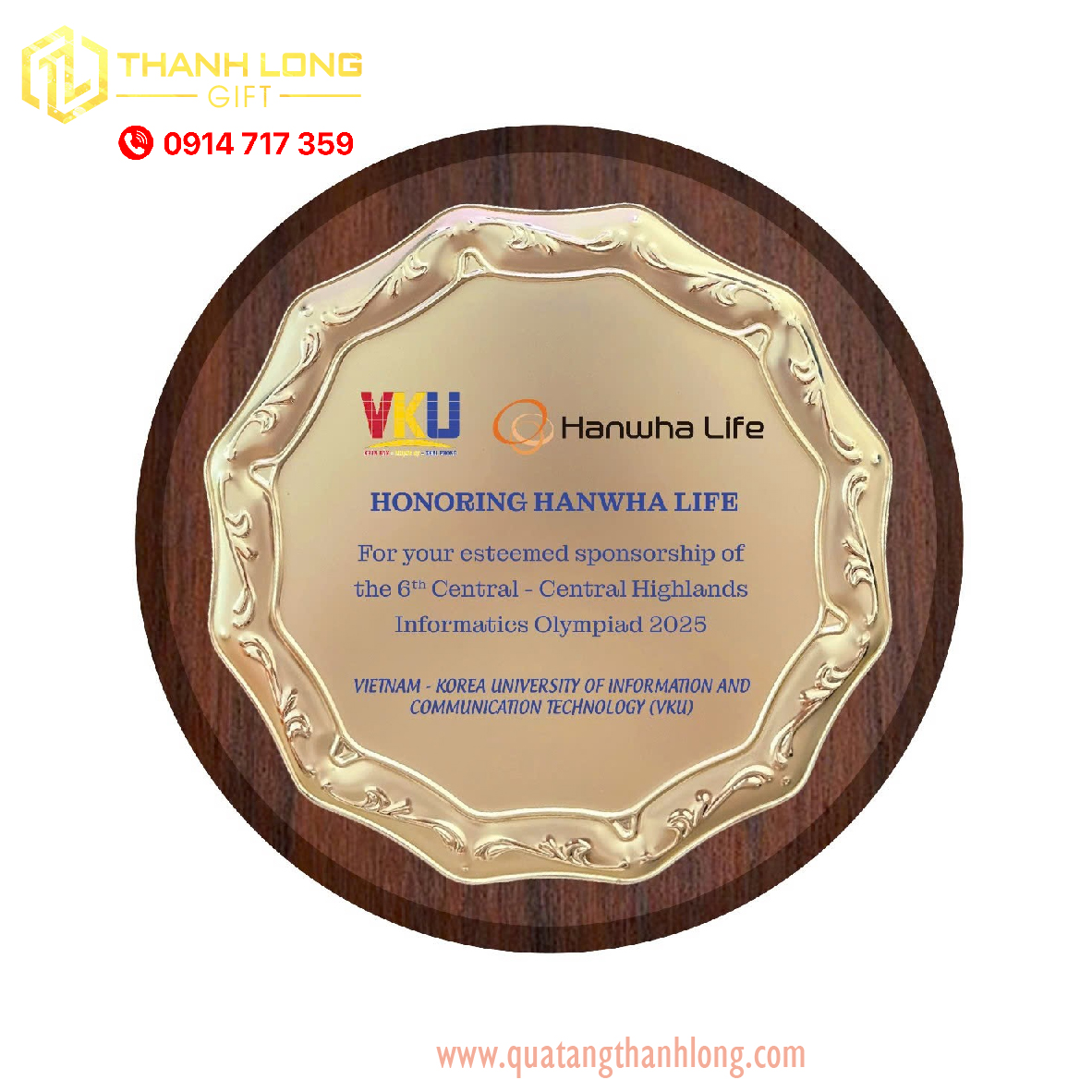 Bảng Vinh Danh Đĩa Tròn Vàng Cao Cấp