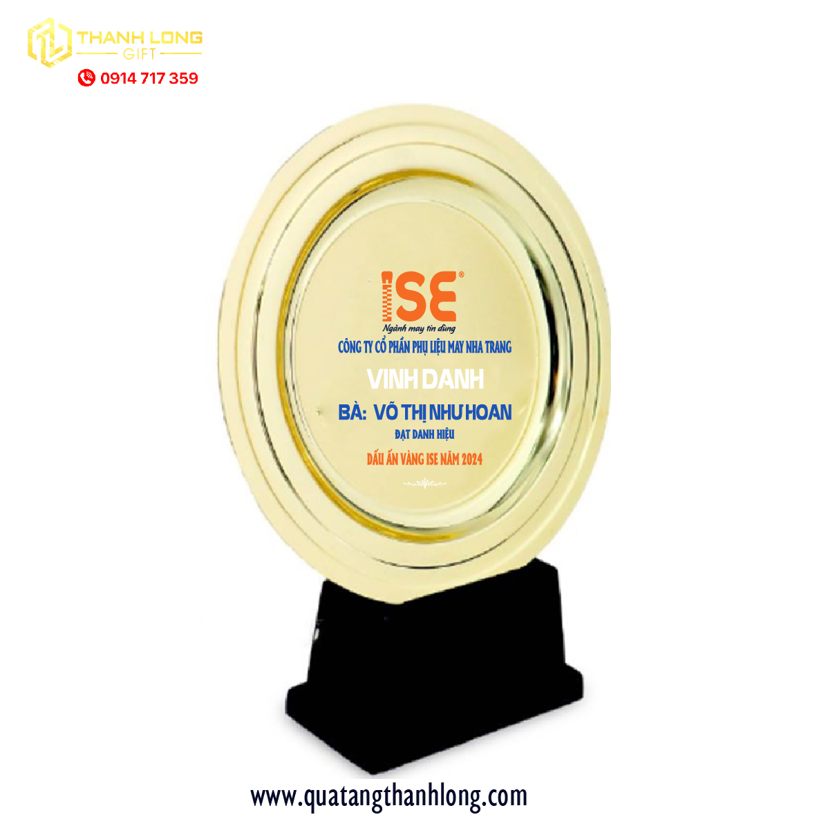 Bảng vinh danh đĩa tròn kim loại màu vàng