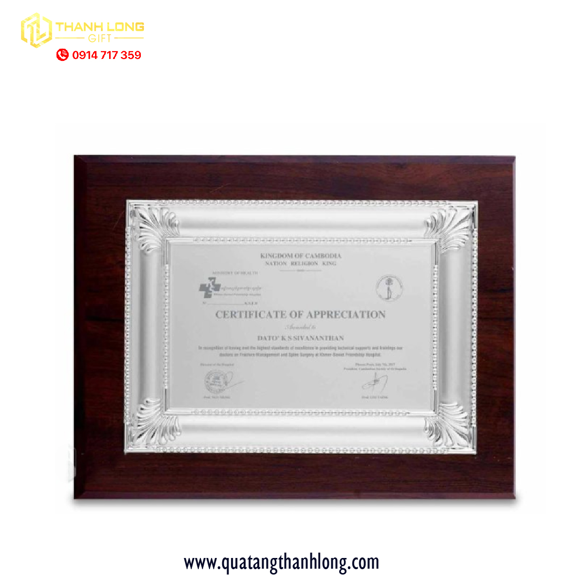 Bảng Vinh Danh Kim Loại Màu Bạc Cao Cấp