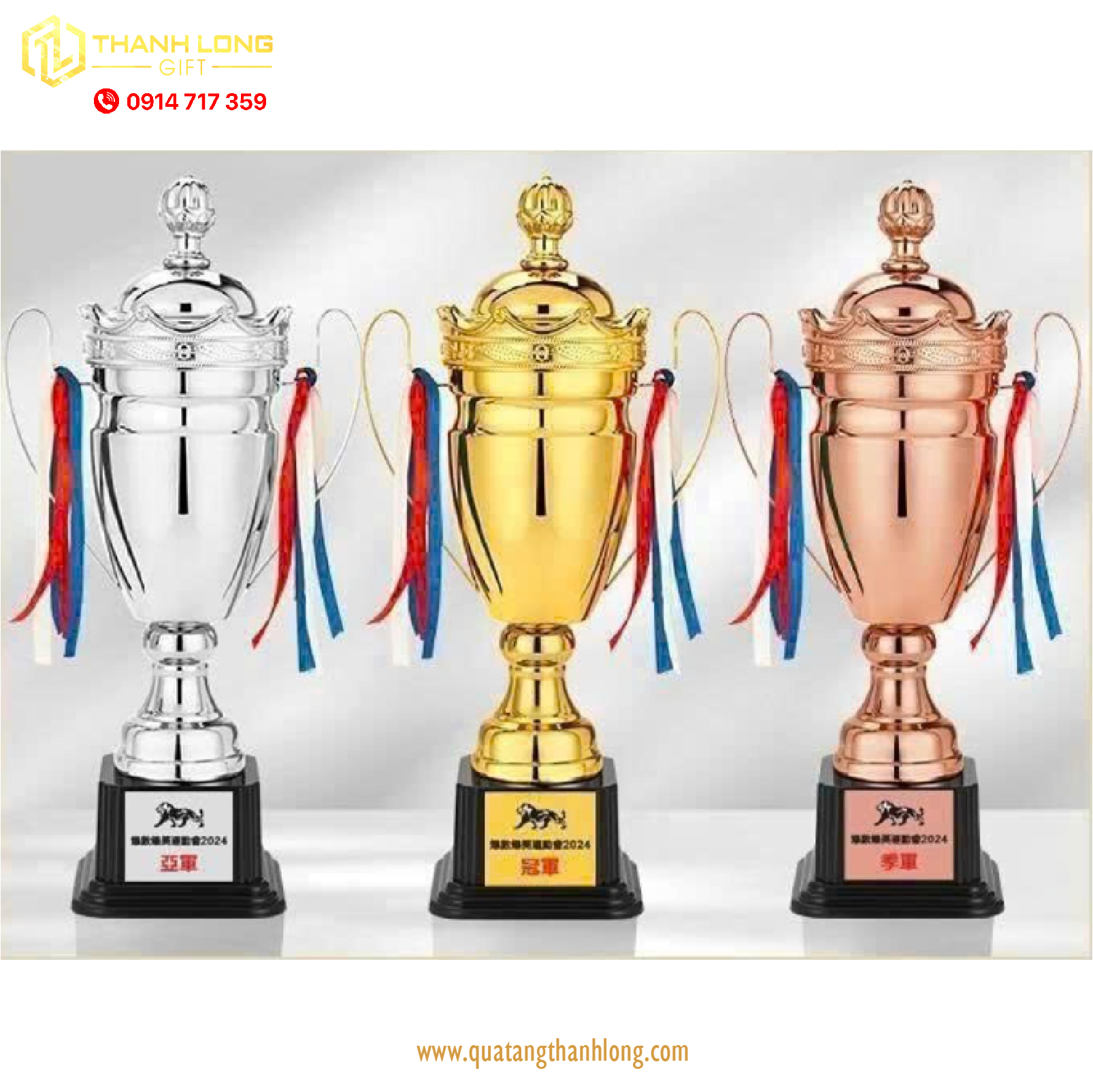 Cúp bóng đá kim loại - in logo theo yêu cầu - 2066