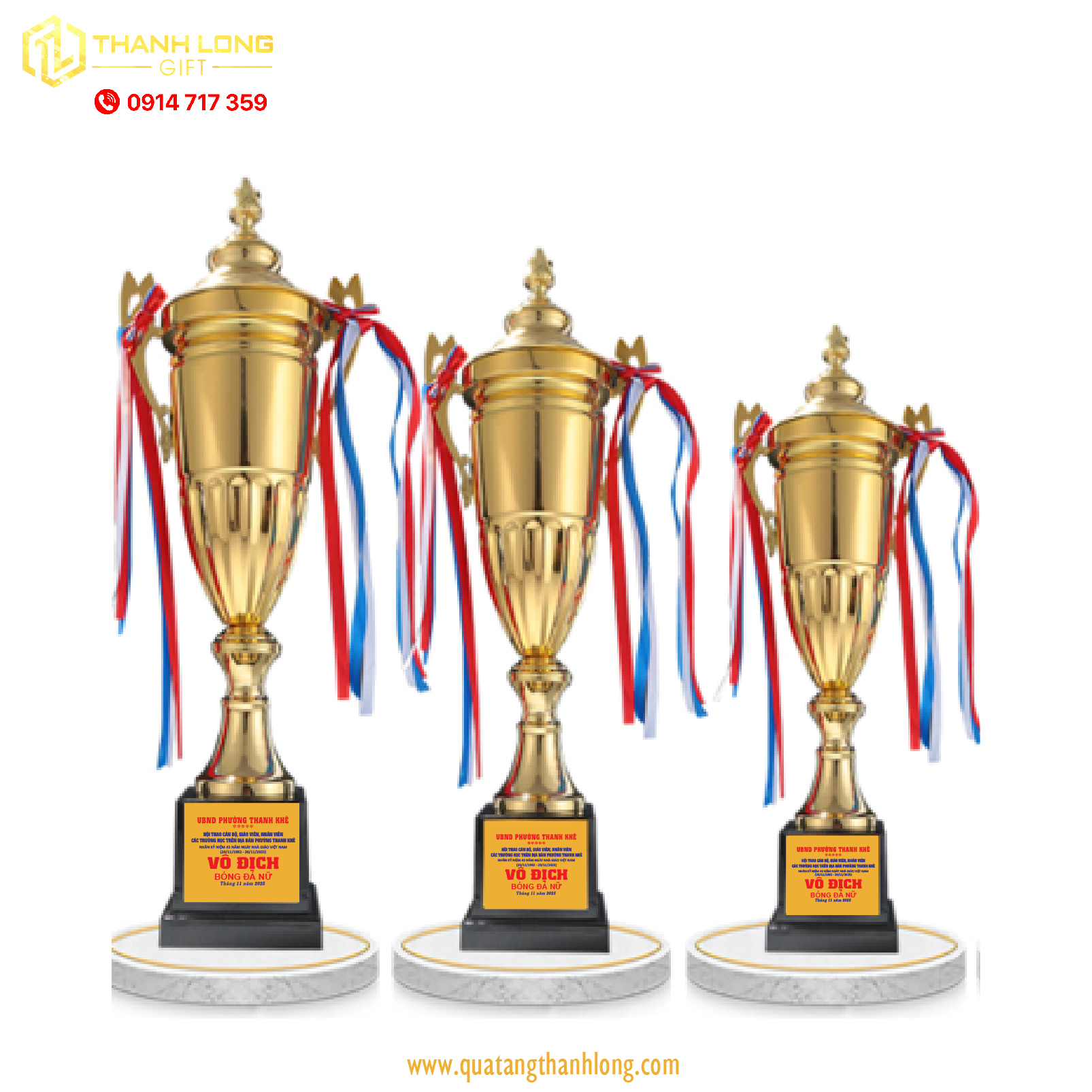 Cúp bóng đá kim loại - in logo theo yêu cầu