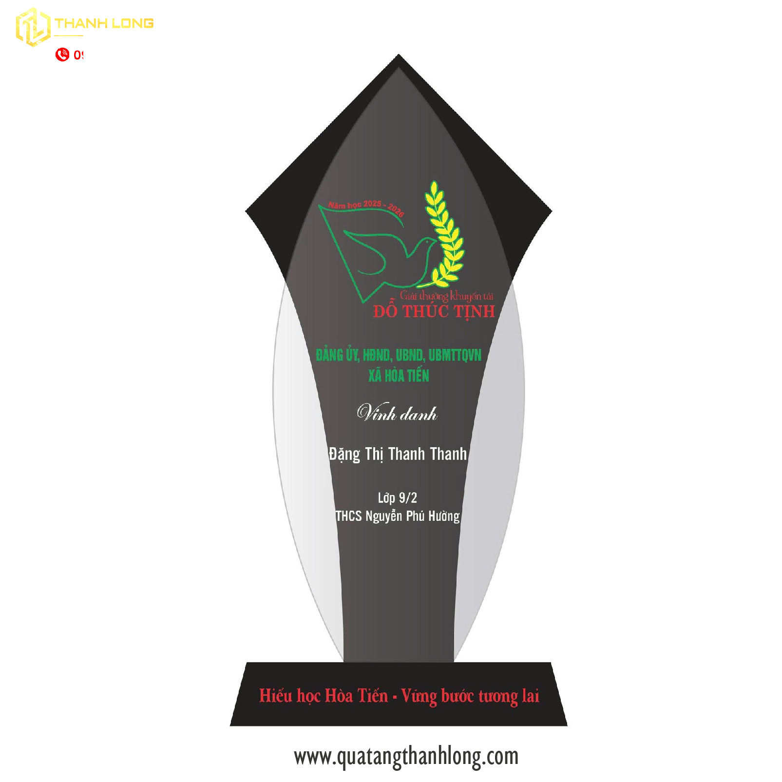 kỷ niệm chương pha lê cao cấp 24cm