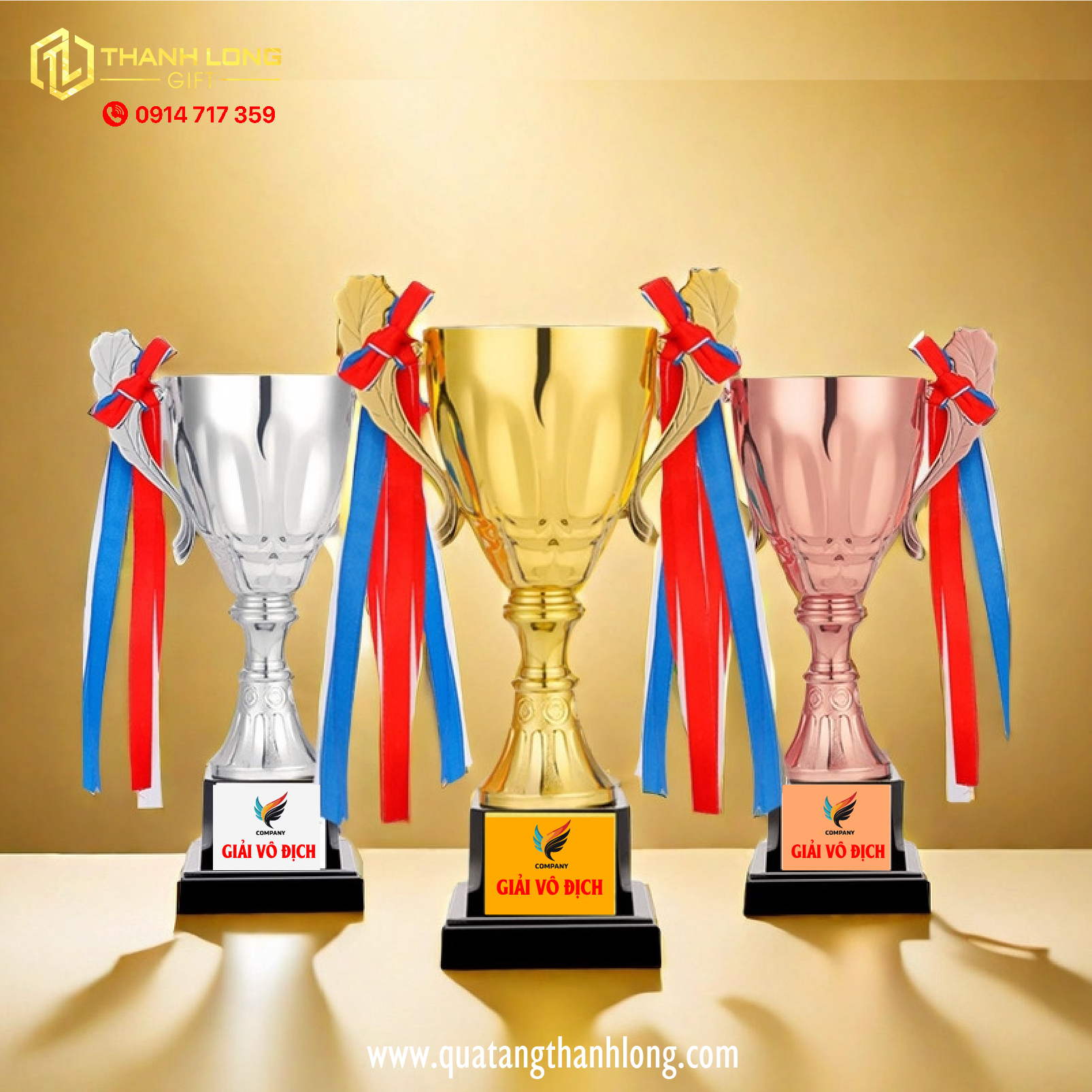 Cúp bóng đá kim loại - in logo theo yêu cầu - 9904