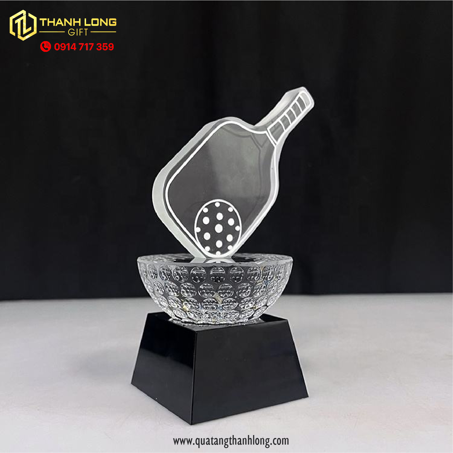 Cúp Thể Thao Pickleball pha lê đế đen - p04