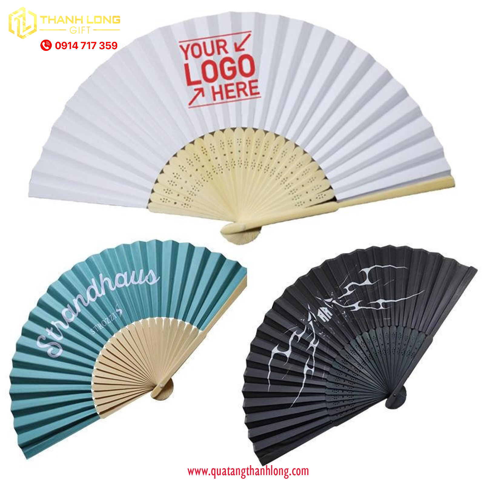 quạt gấp in logo theo yêu cầu