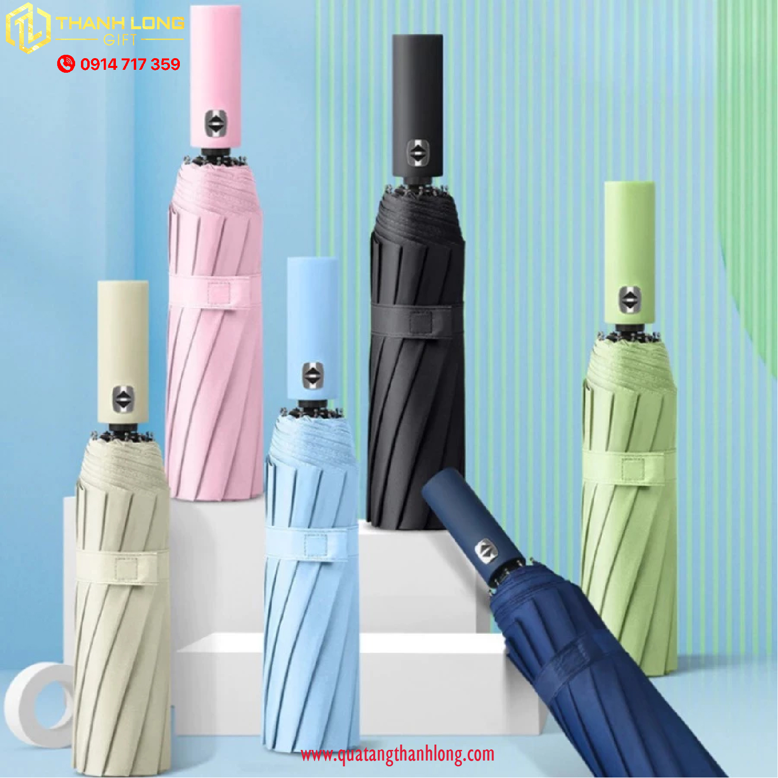 Dù 10 nan tự động hai chiều in logo theo yêu cầu