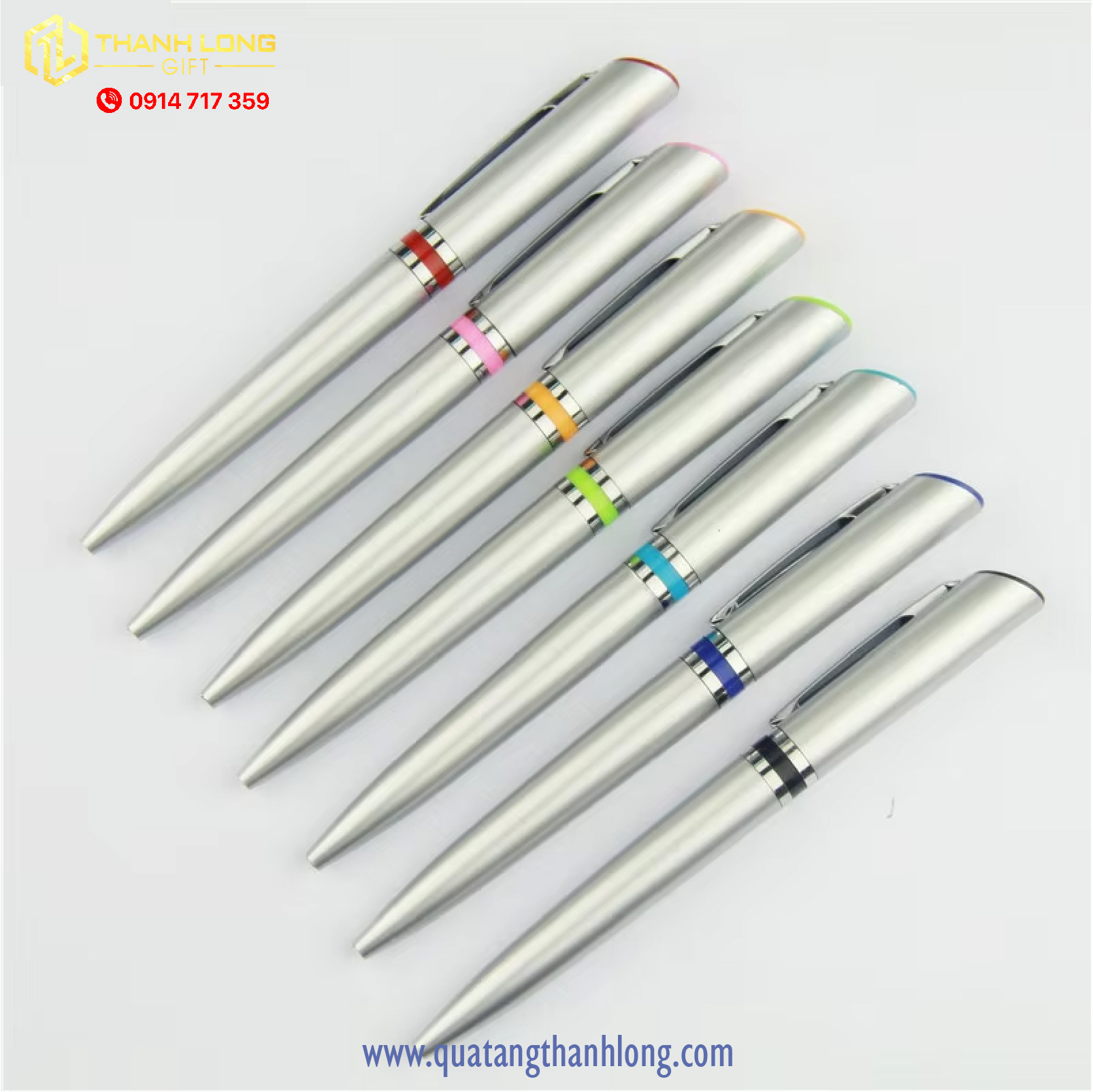 Bút bi in logo B15 thân xi bạc Mực đen