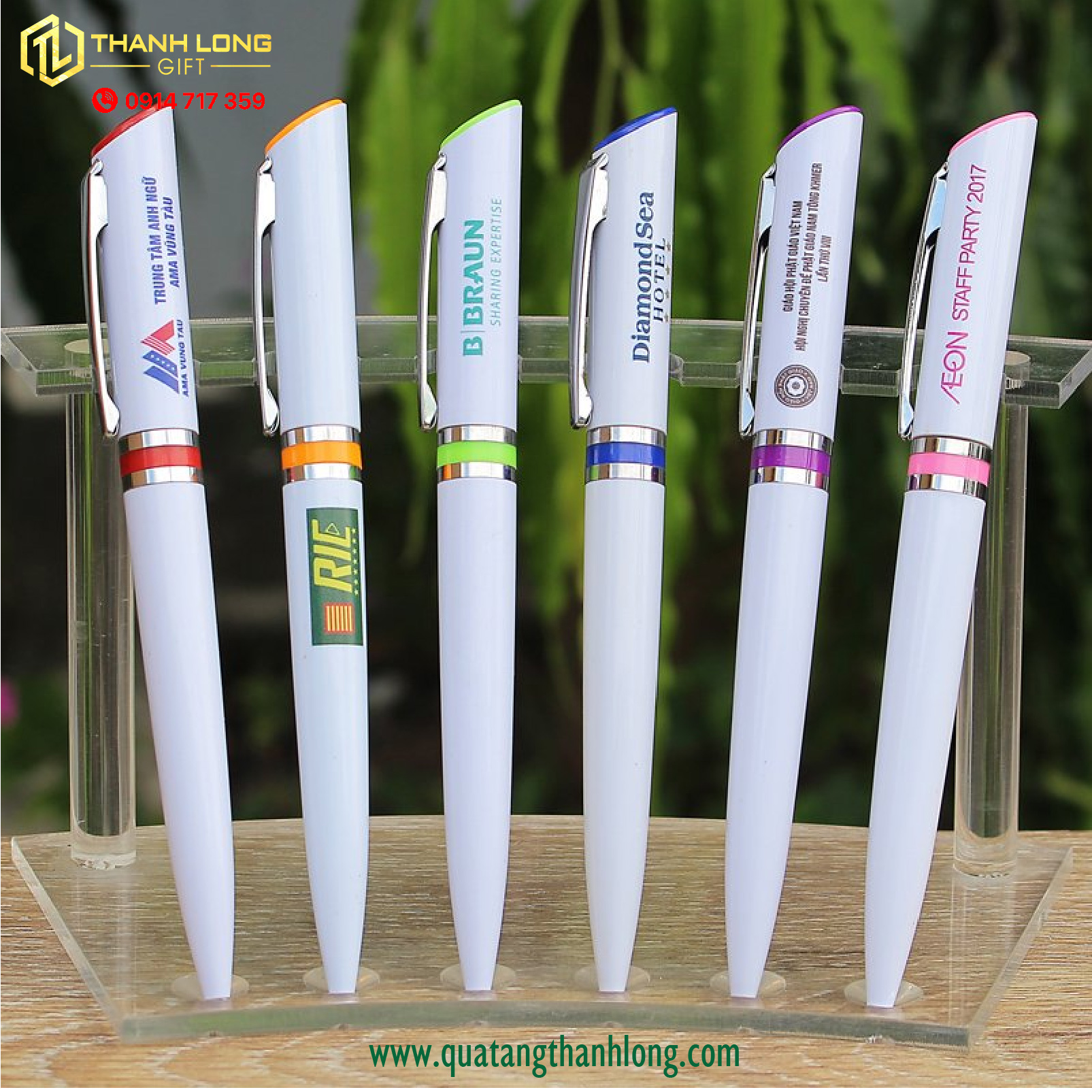 Bút bi in logo B15 thân xi bạc Mực đen