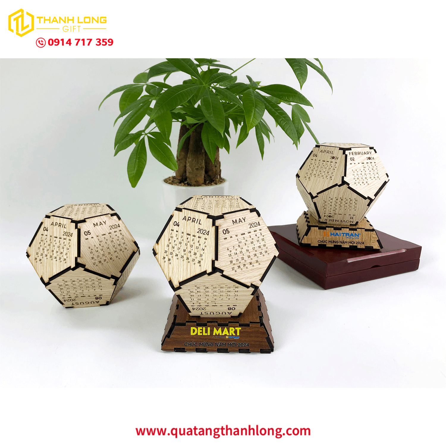 Lịch Gỗ Để Bàn Ngũ Giác