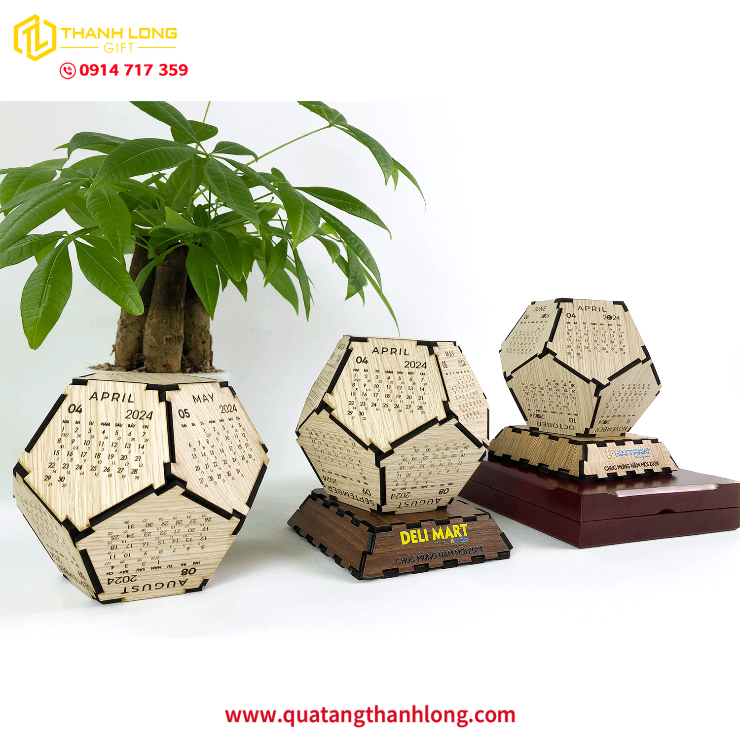 Lịch Gỗ Để Bàn Ngũ Giác