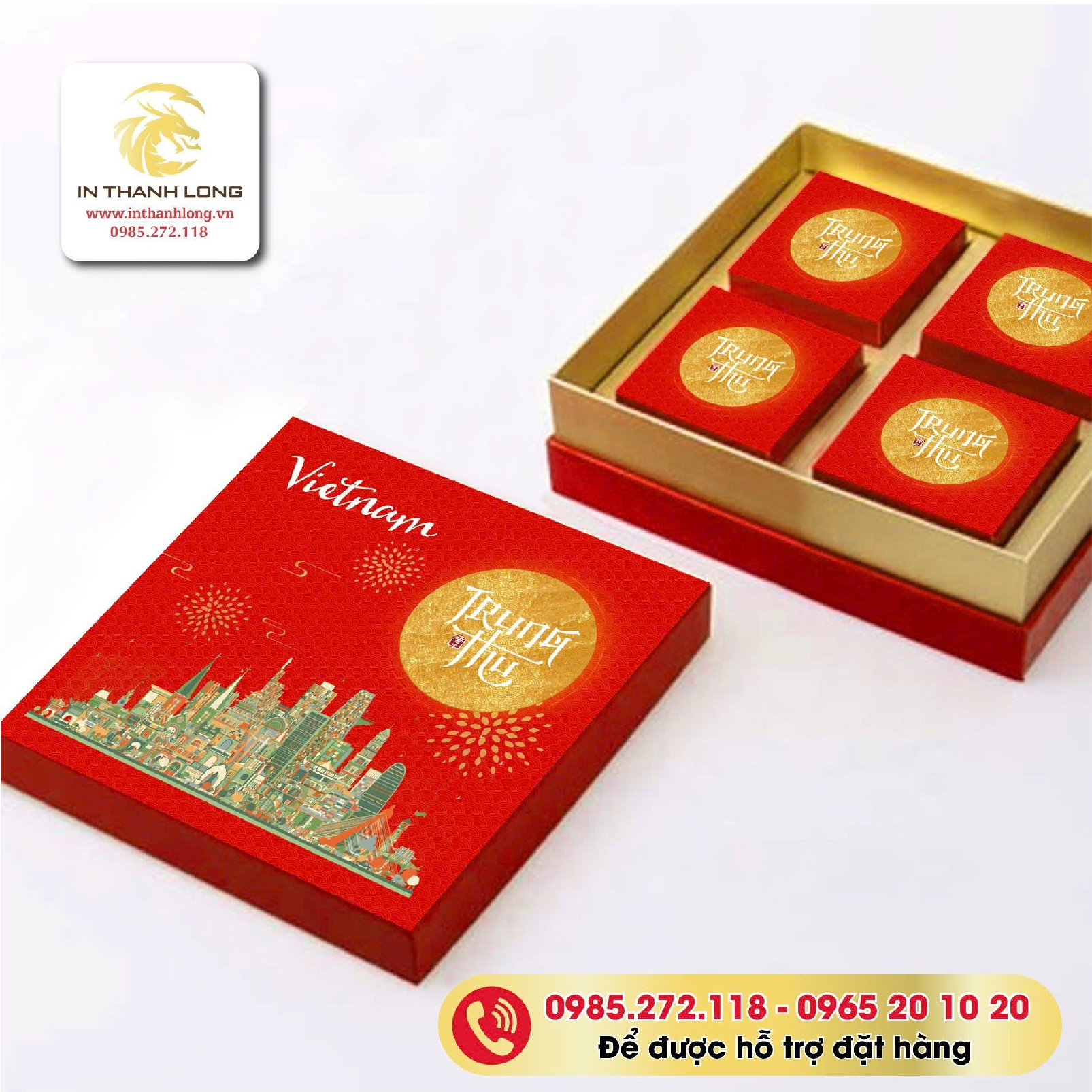 Hộp Bánh Trung Thu Nắp Âm Dương Dựng Thành