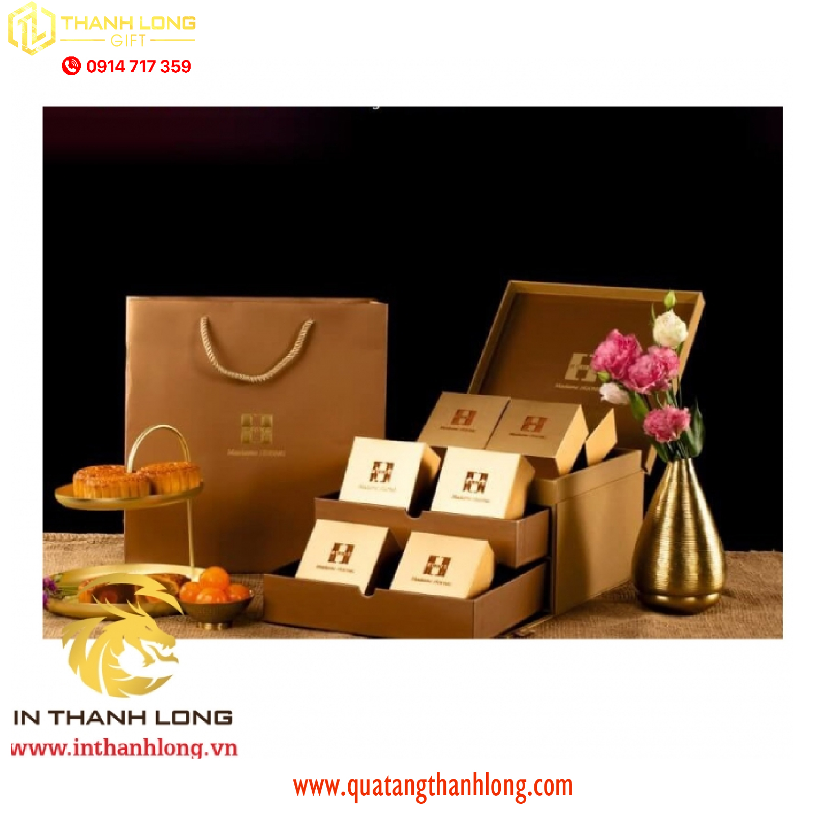 Hộp Bánh Trung Thu ngăn kéo 3 tầng