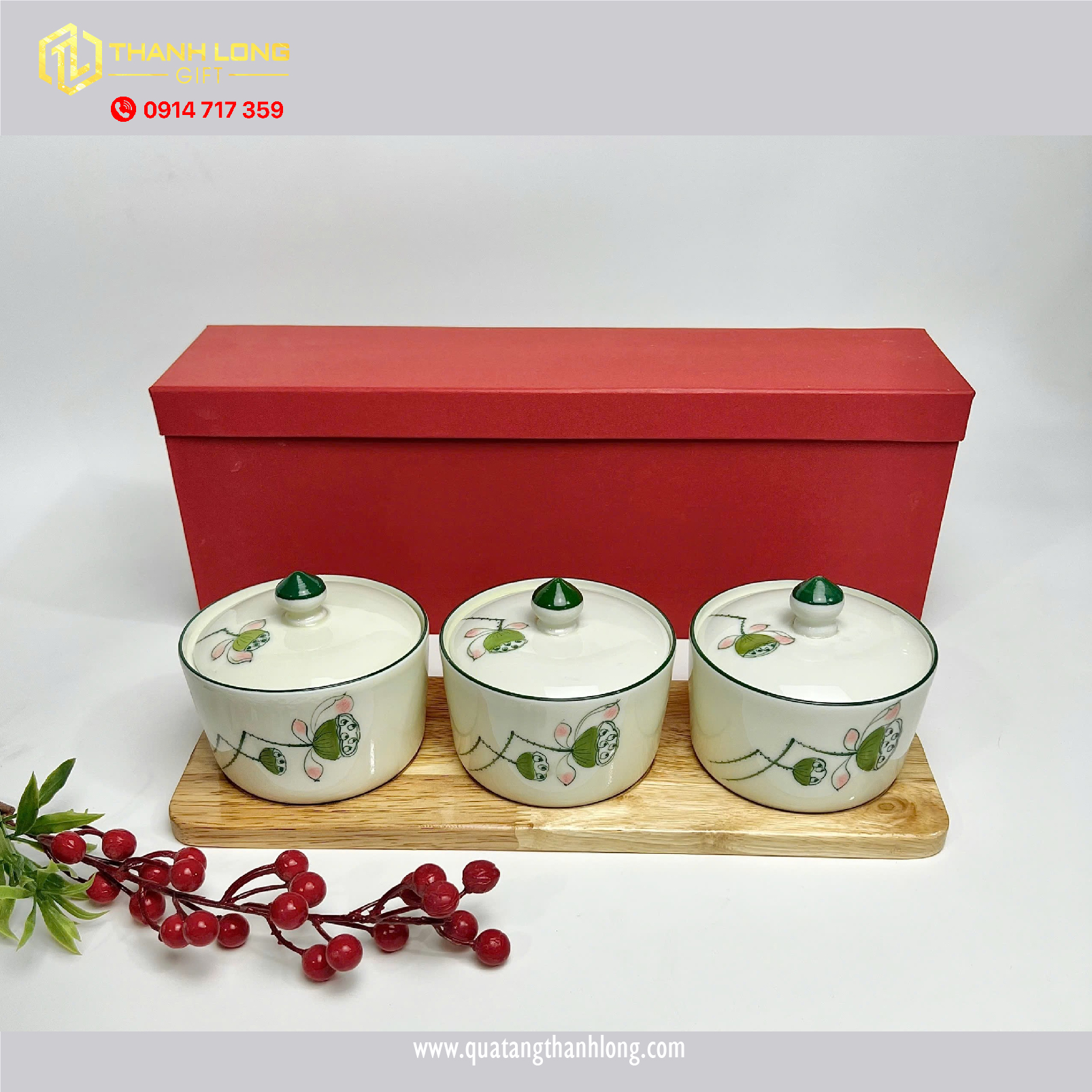 Bộ quà tặng khay mứt 3 Hũ