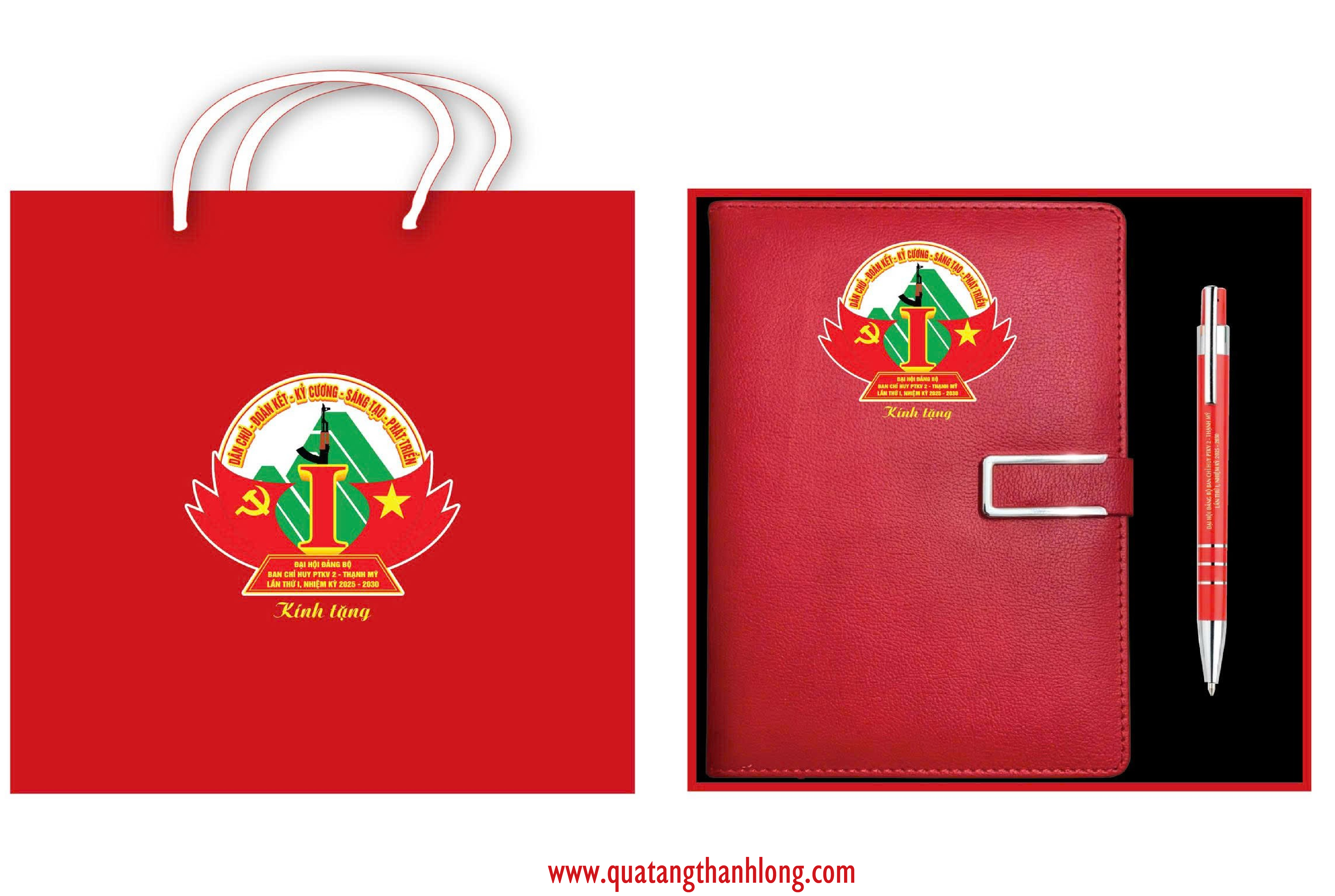 Bộ quà giftset sổ da- bút bi cao cấp Đảng bộ Thanh Mỹ