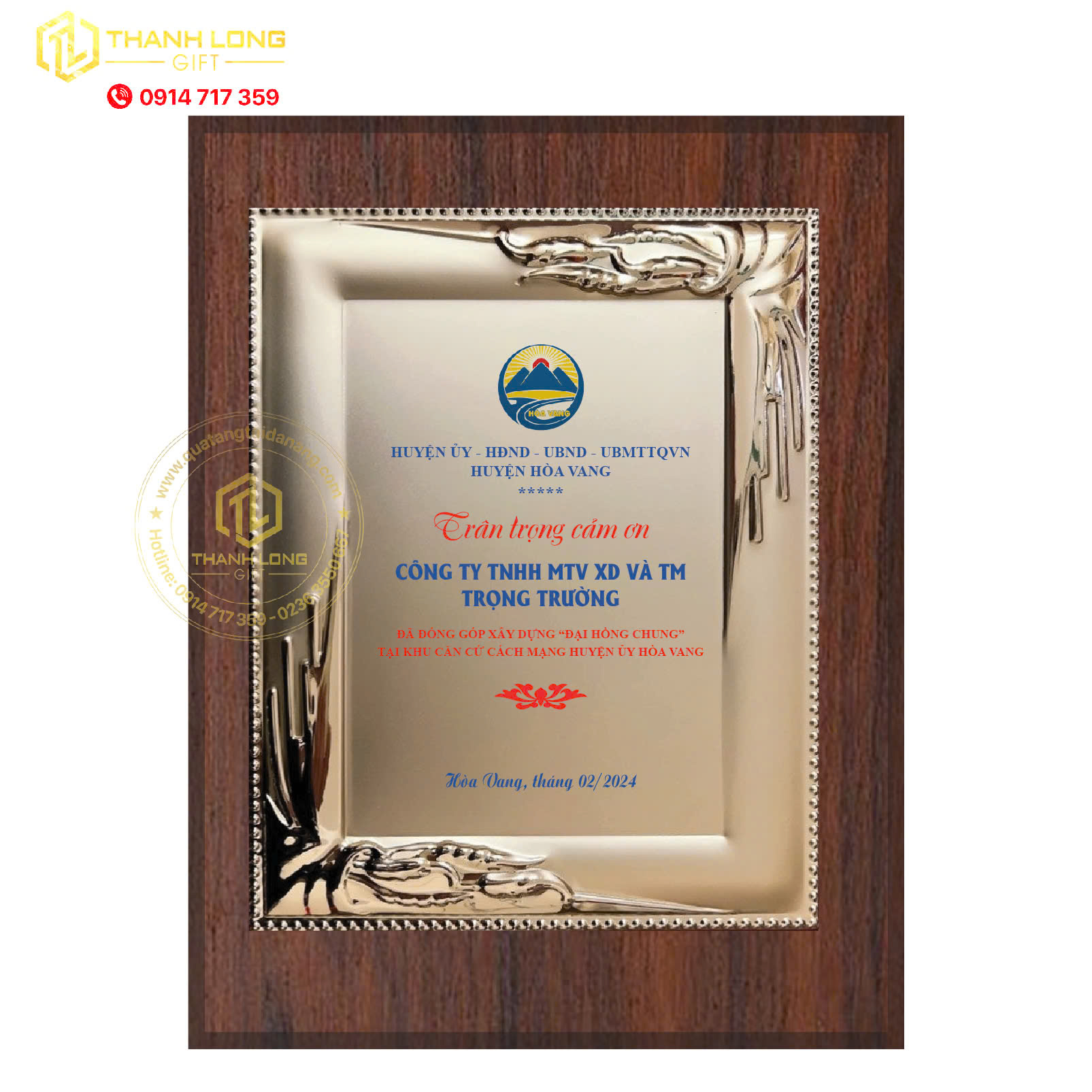 Bảng Vinh Danh Gỗ Đồng Cao Cấp