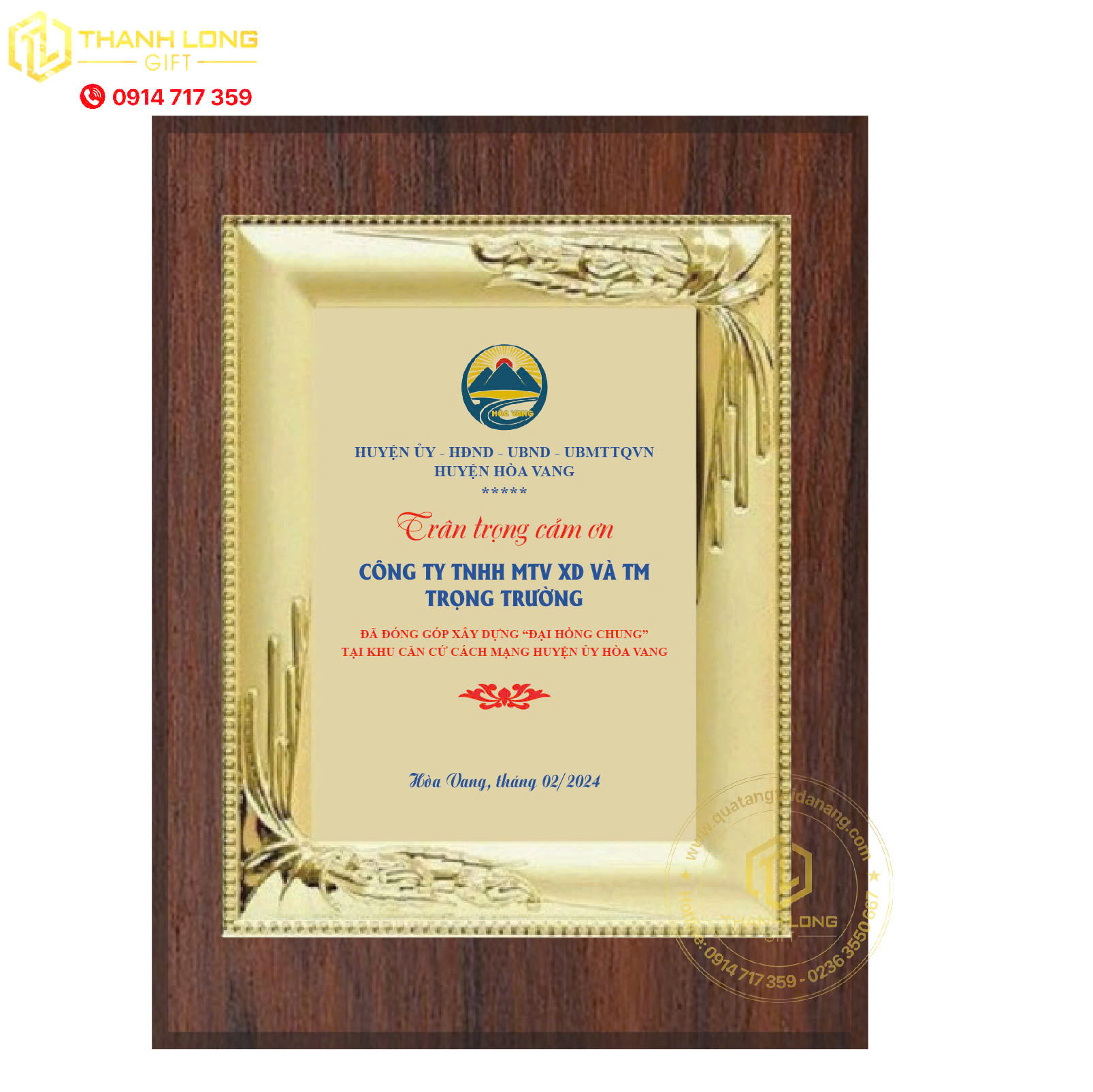 Bảng Vinh Danh Gỗ Đồng Cao Cấp